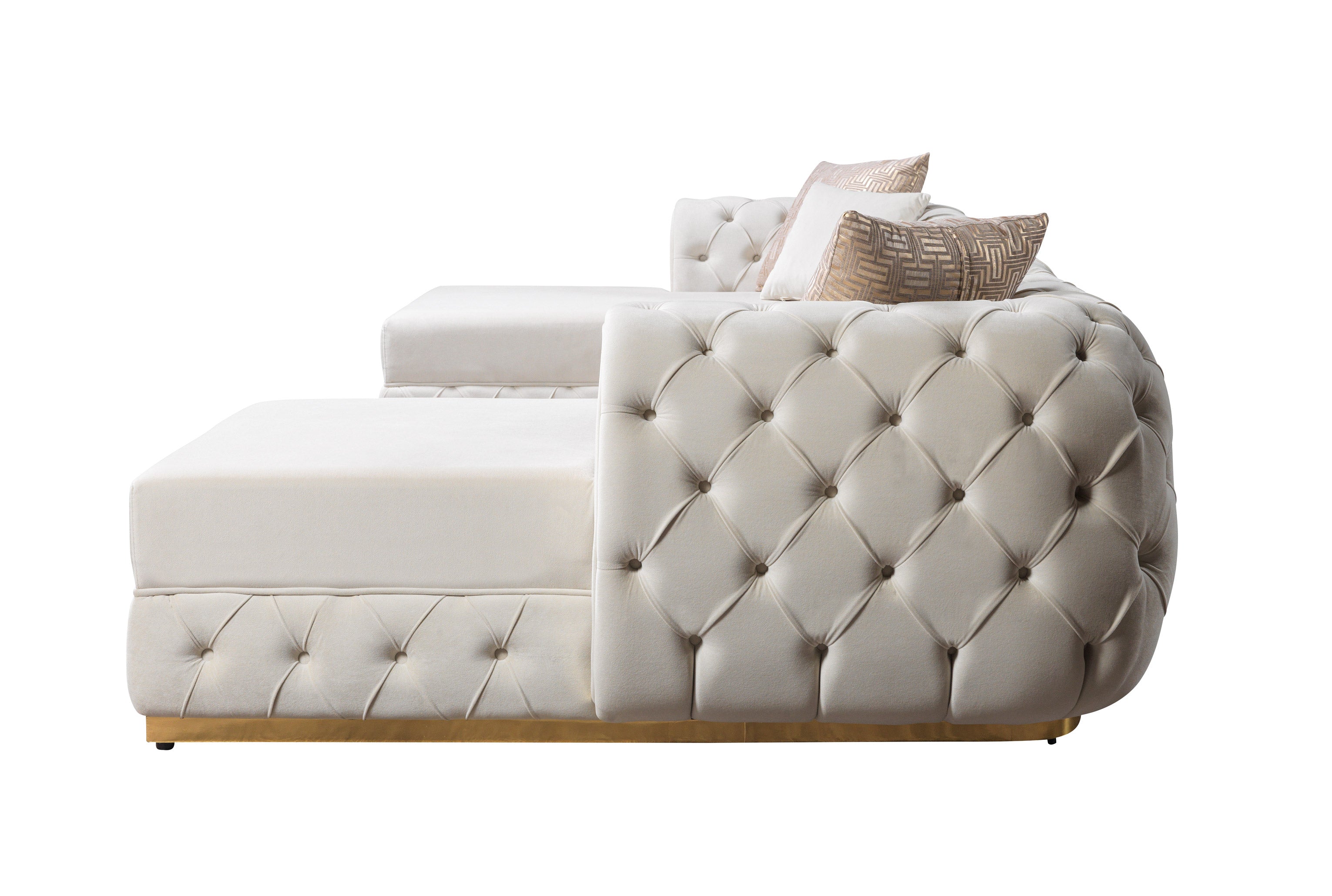 Nova Jessie Ivory Velvet Double Chaise 138" Sectional