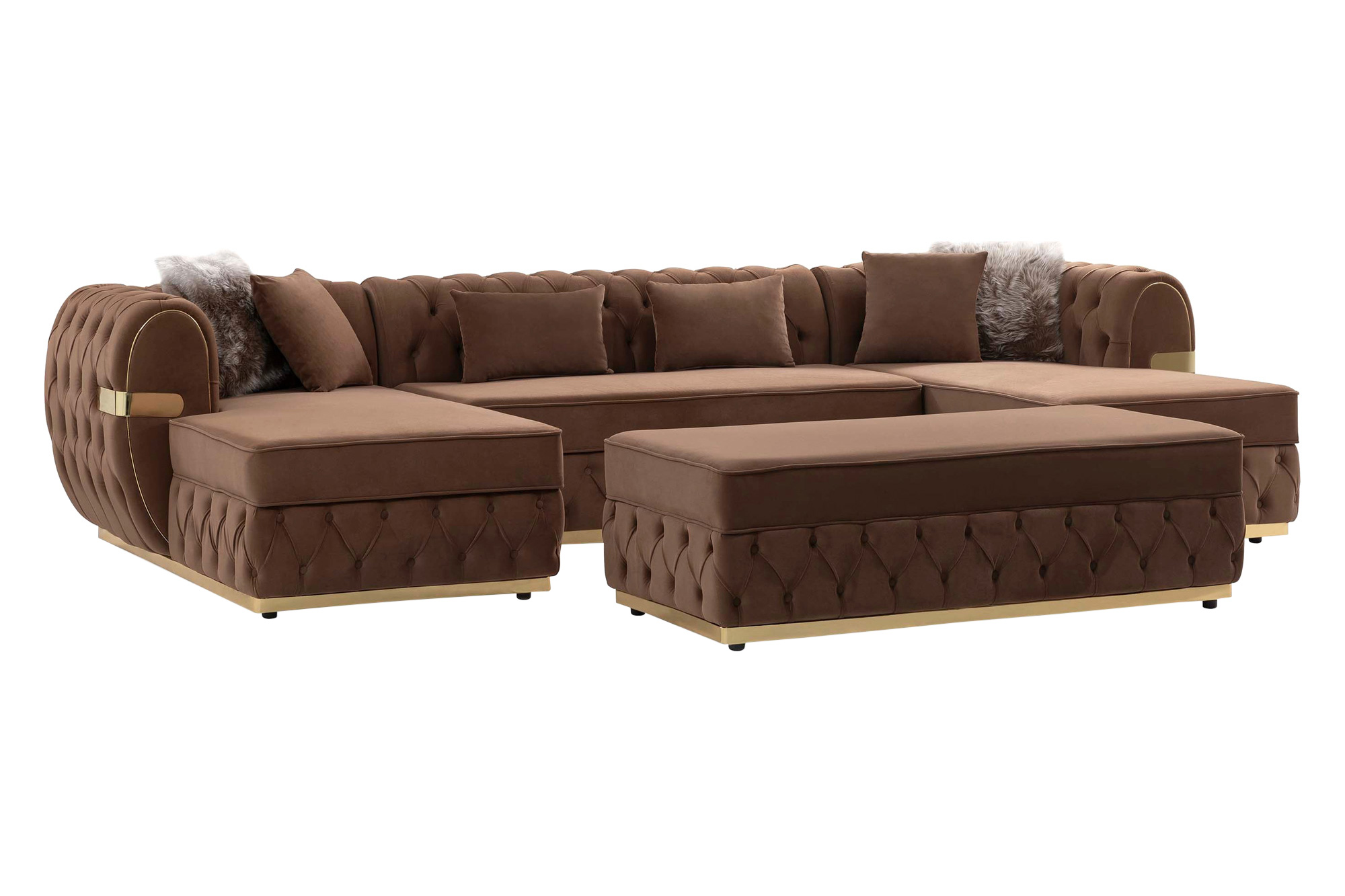 Nova - Jester Mocha Velvet Rectangle Ottoman