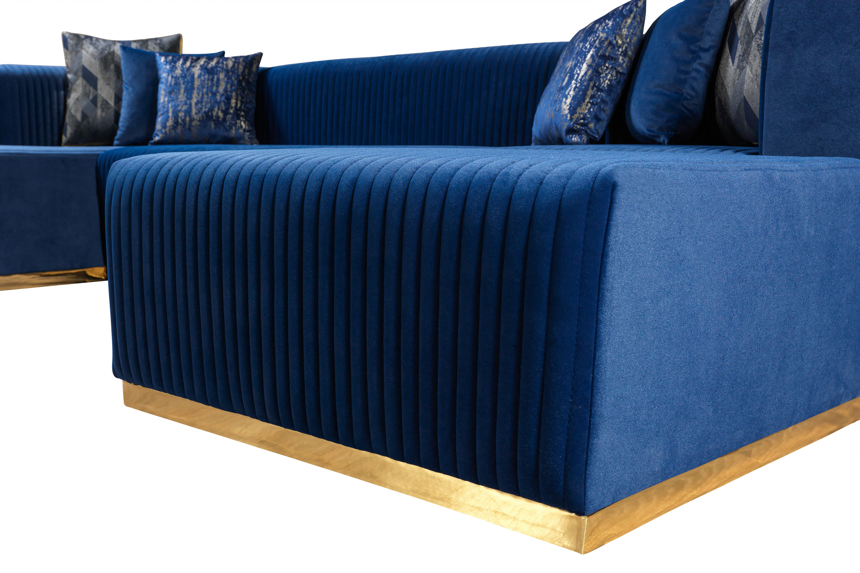 Nova Juliana Velvet 4-Piece Sectional - Blue