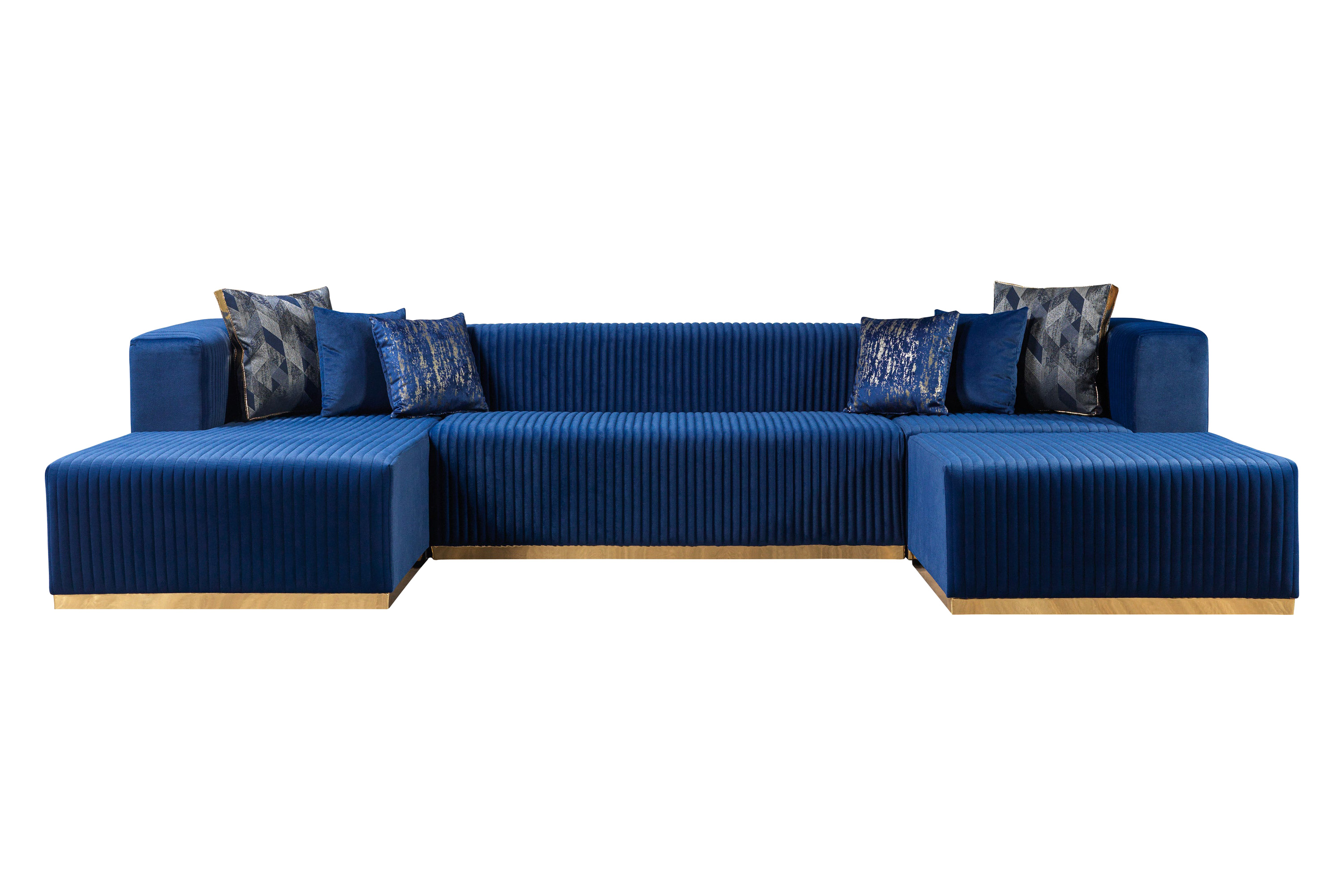 Nova Juliana Velvet 4-Piece Sectional - Blue