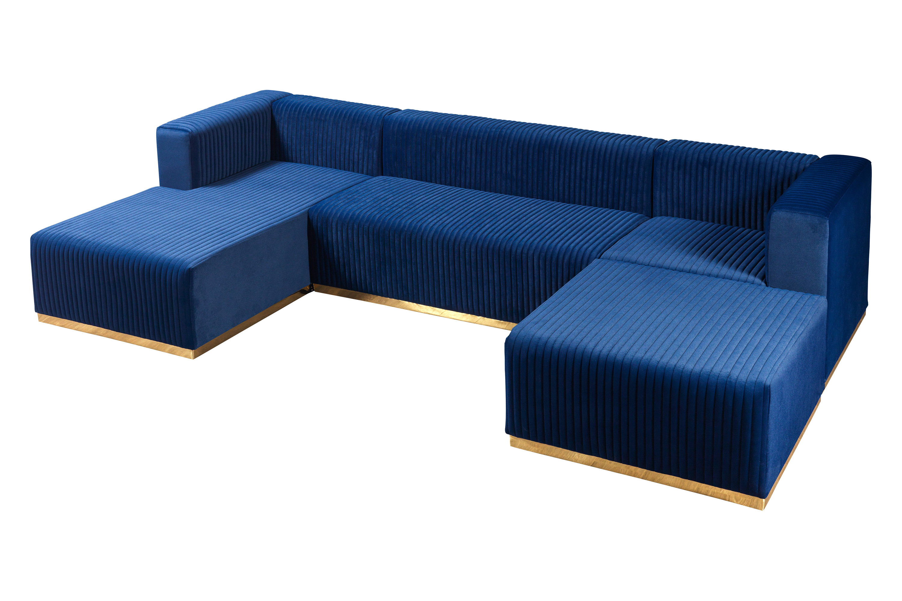 Nova Juliana Velvet 4-Piece Sectional - Blue