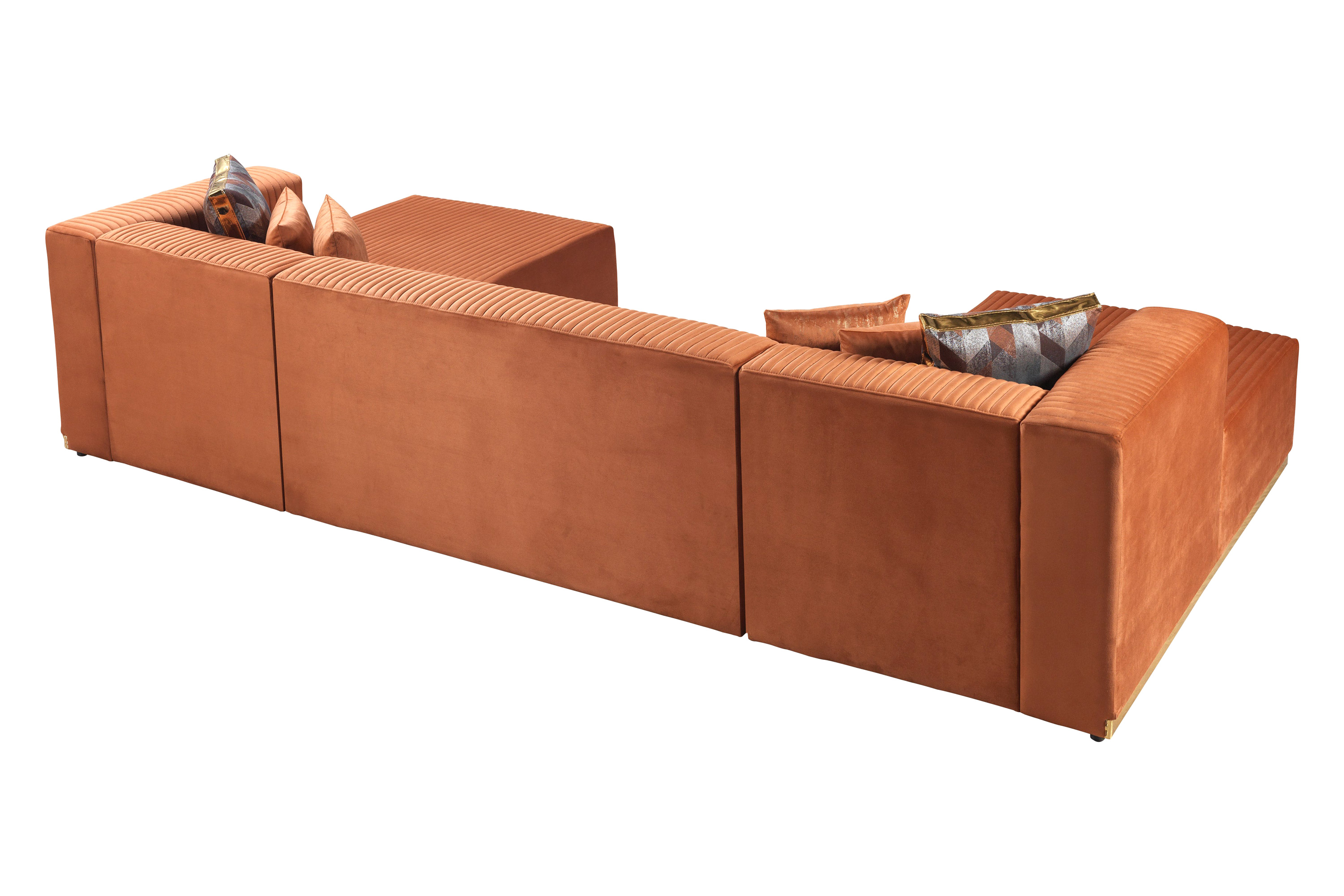 Nova Juliana Velvet 4-Piece Sectional - Orange