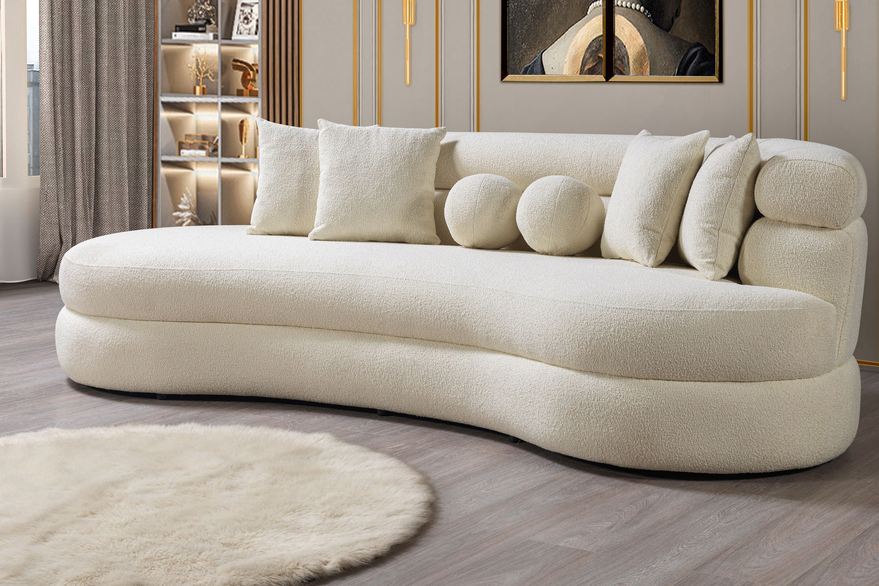 Nova - Larissa Ivory Boucle Chaise Lounge