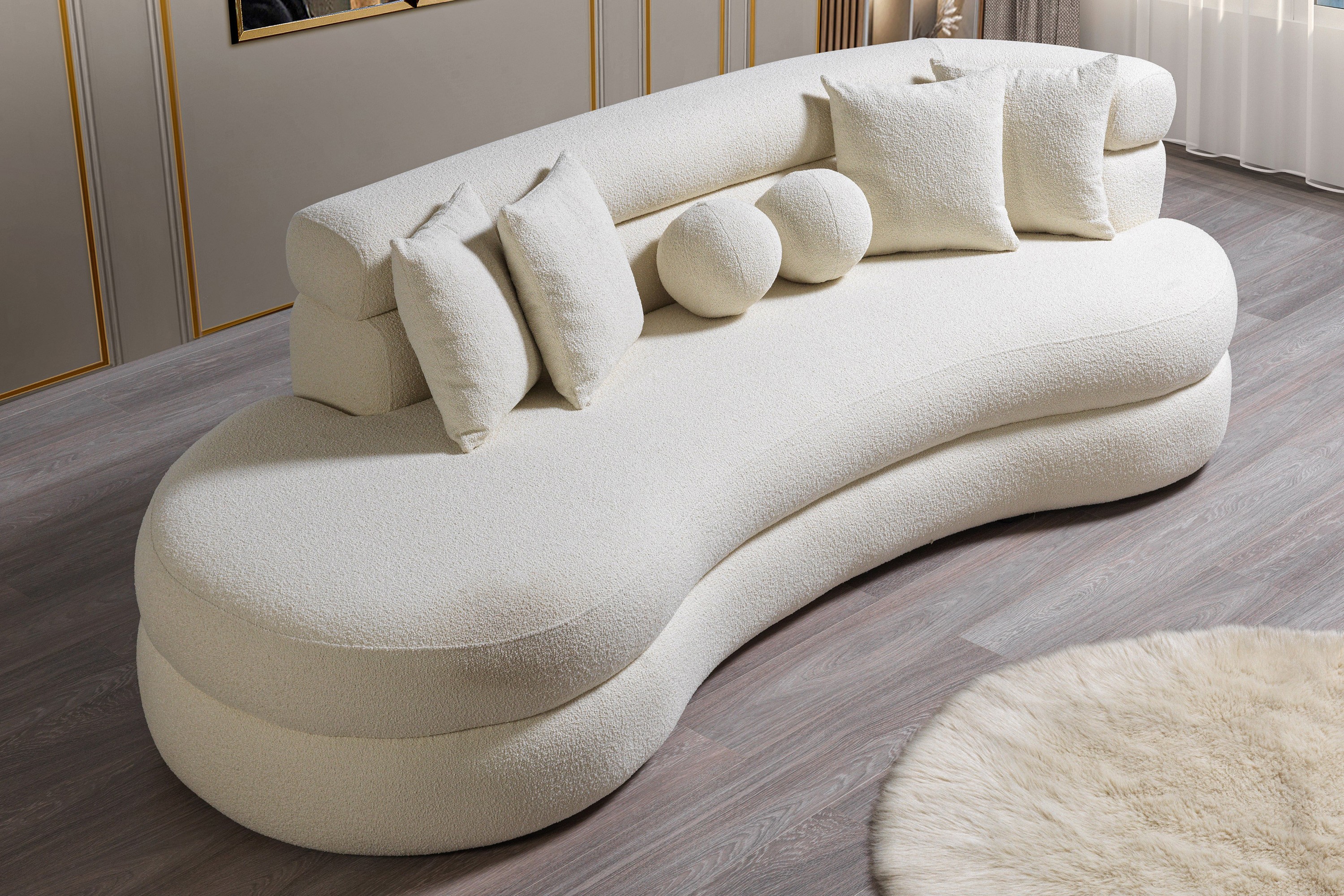 Nova - Larissa Ivory Boucle Chaise Lounge