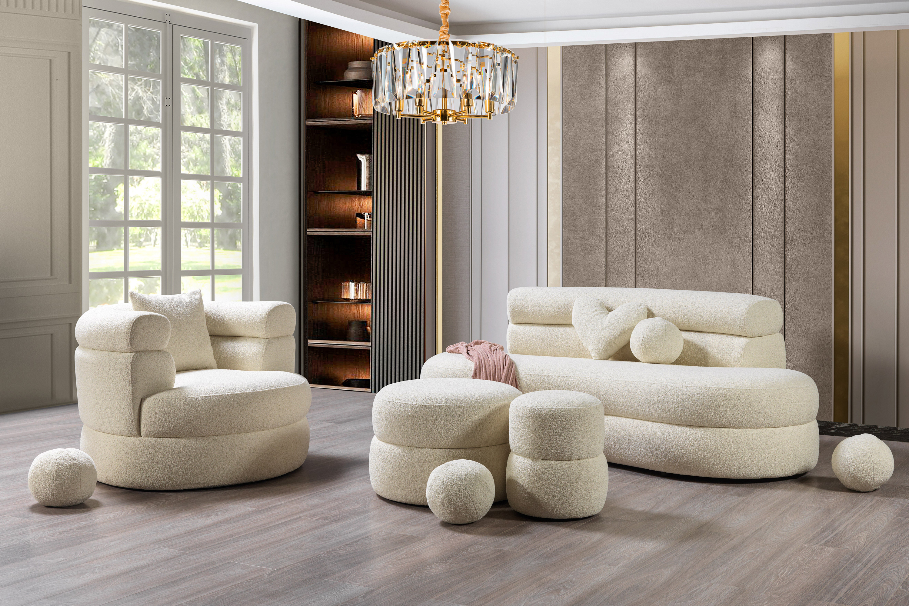 Nova - Larissa Ivory Boucle Loveseat