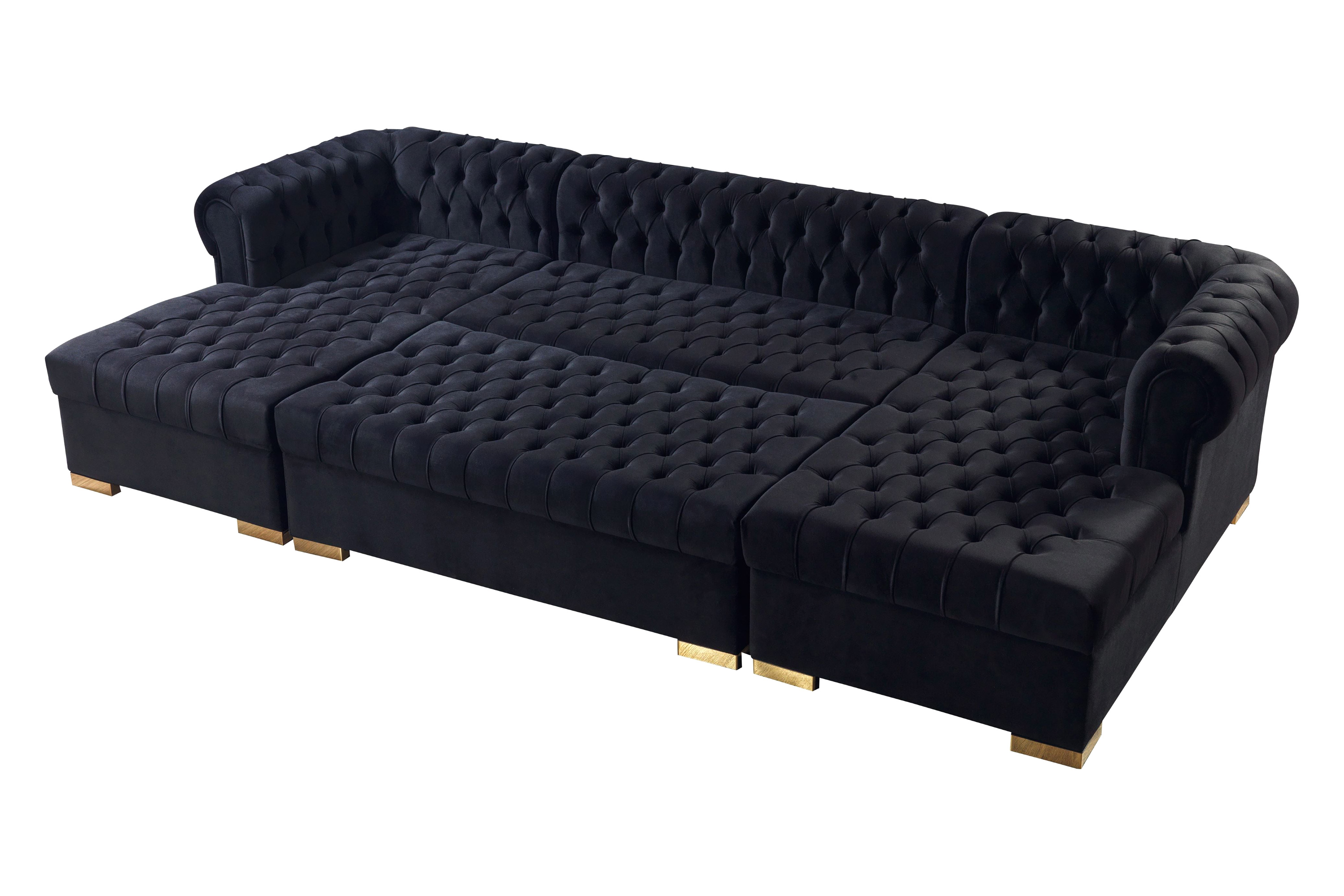 Nova™ Lauren Velvet Rectangle Ottoman - Black