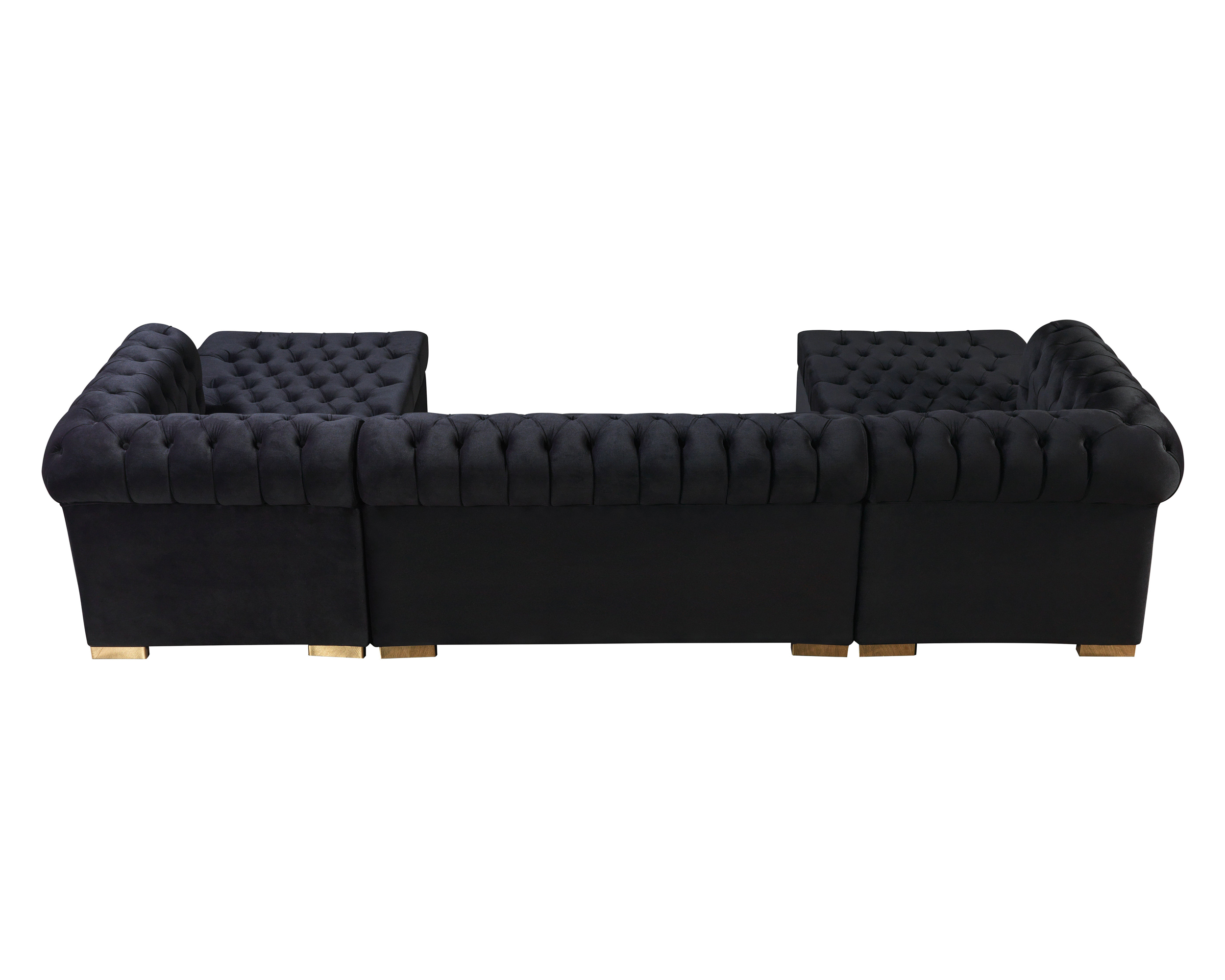 Nova Lauren Velvet Double Chaise Sectional - Black