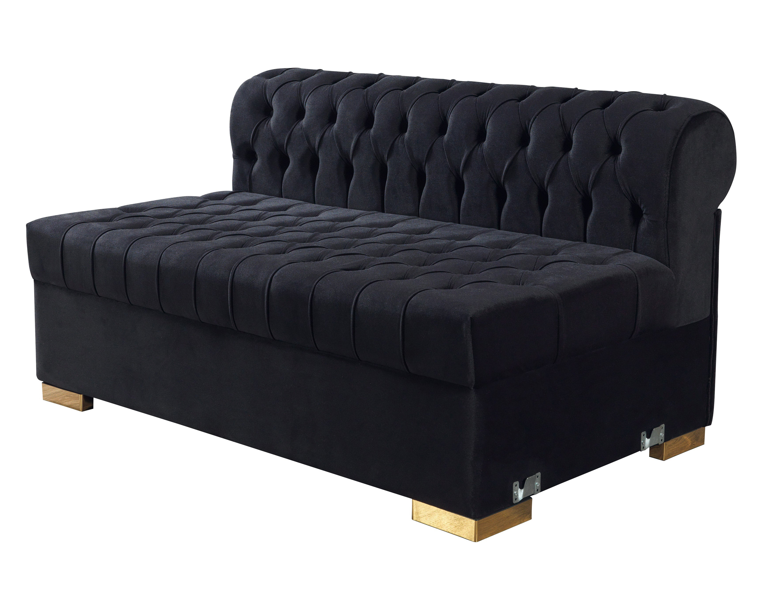 Nova Lauren Velvet Double Chaise Sectional - Black