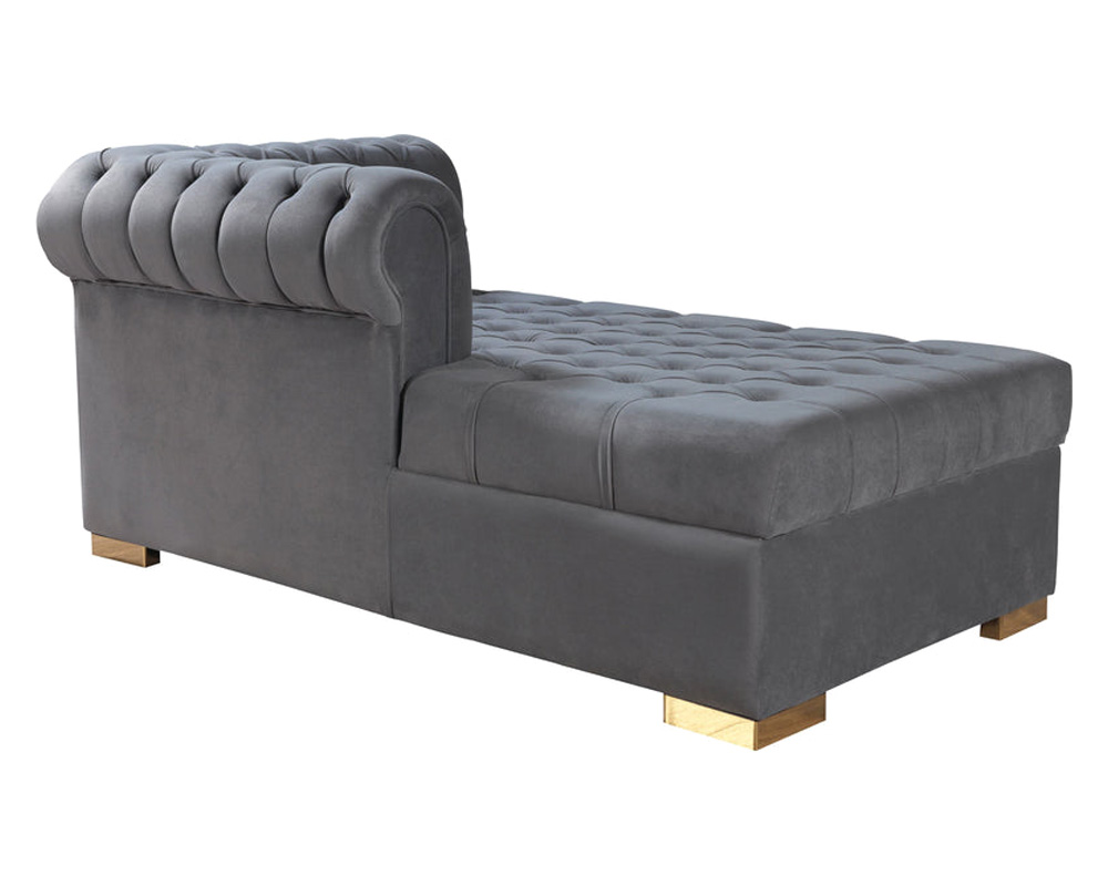 Nova Lauren Velvet Double Chaise Sectional - Gray