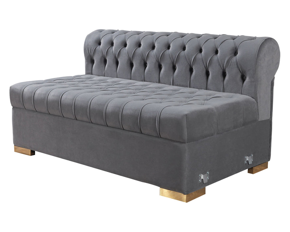 Nova Lauren Velvet Double Chaise Sectional - Gray