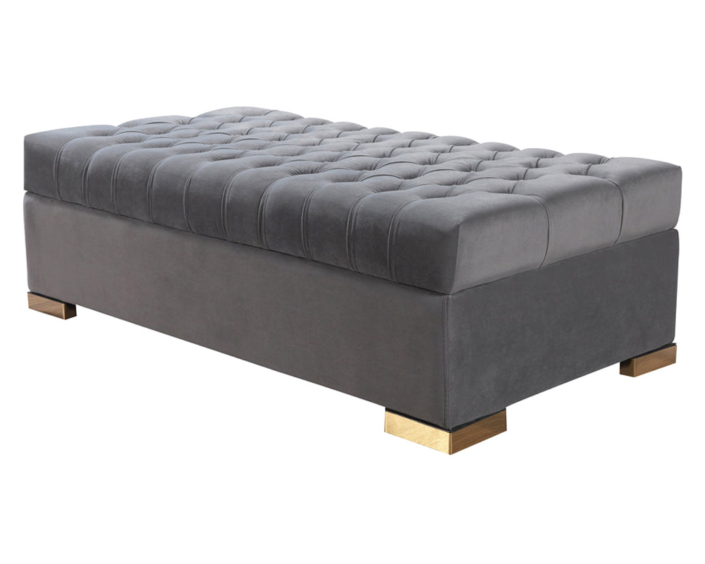 Nova Lauren Velvet Double Chaise Sectional - Gray