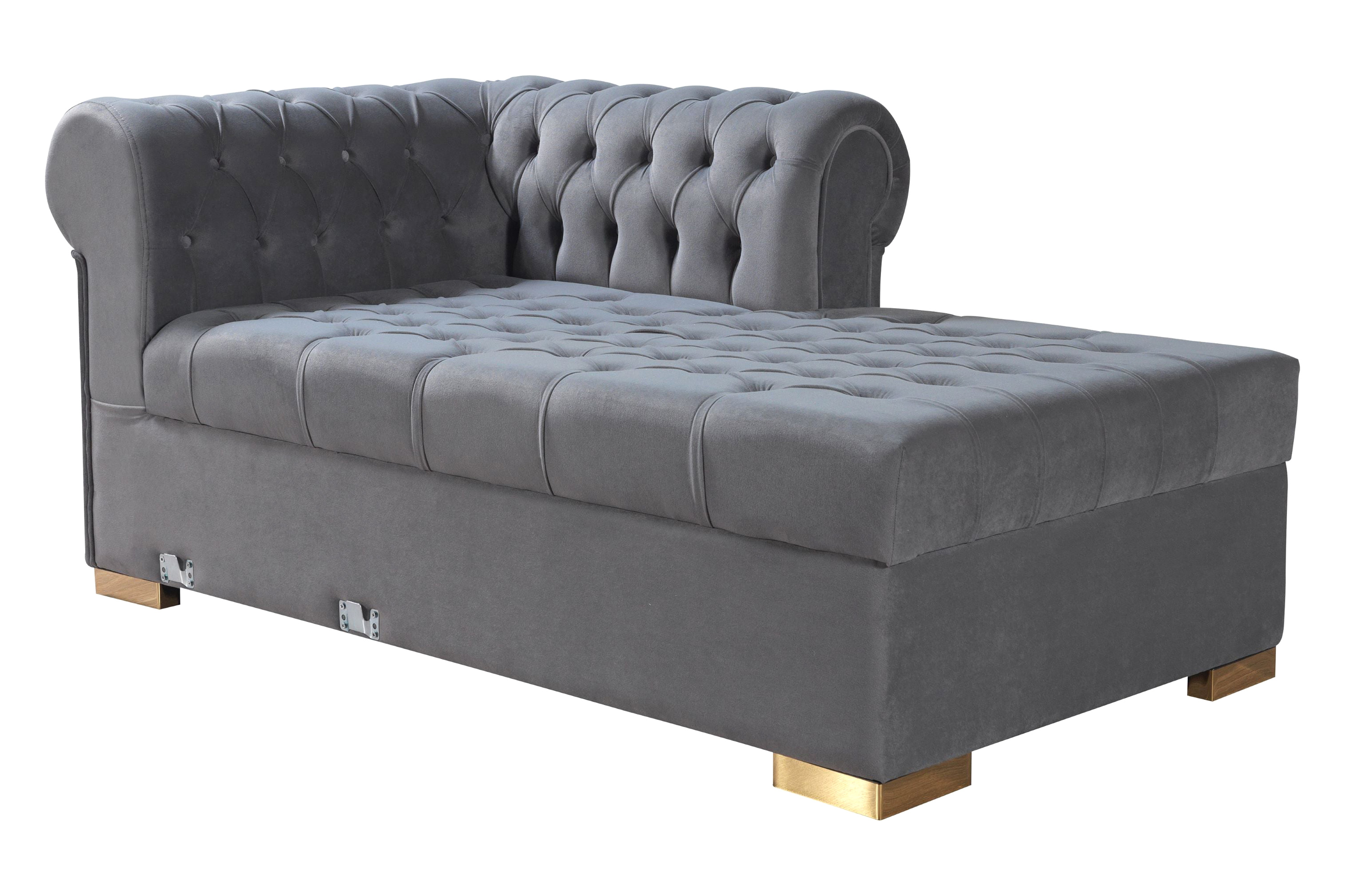 Nova Lauren Velvet Double Chaise Sectional - Gray