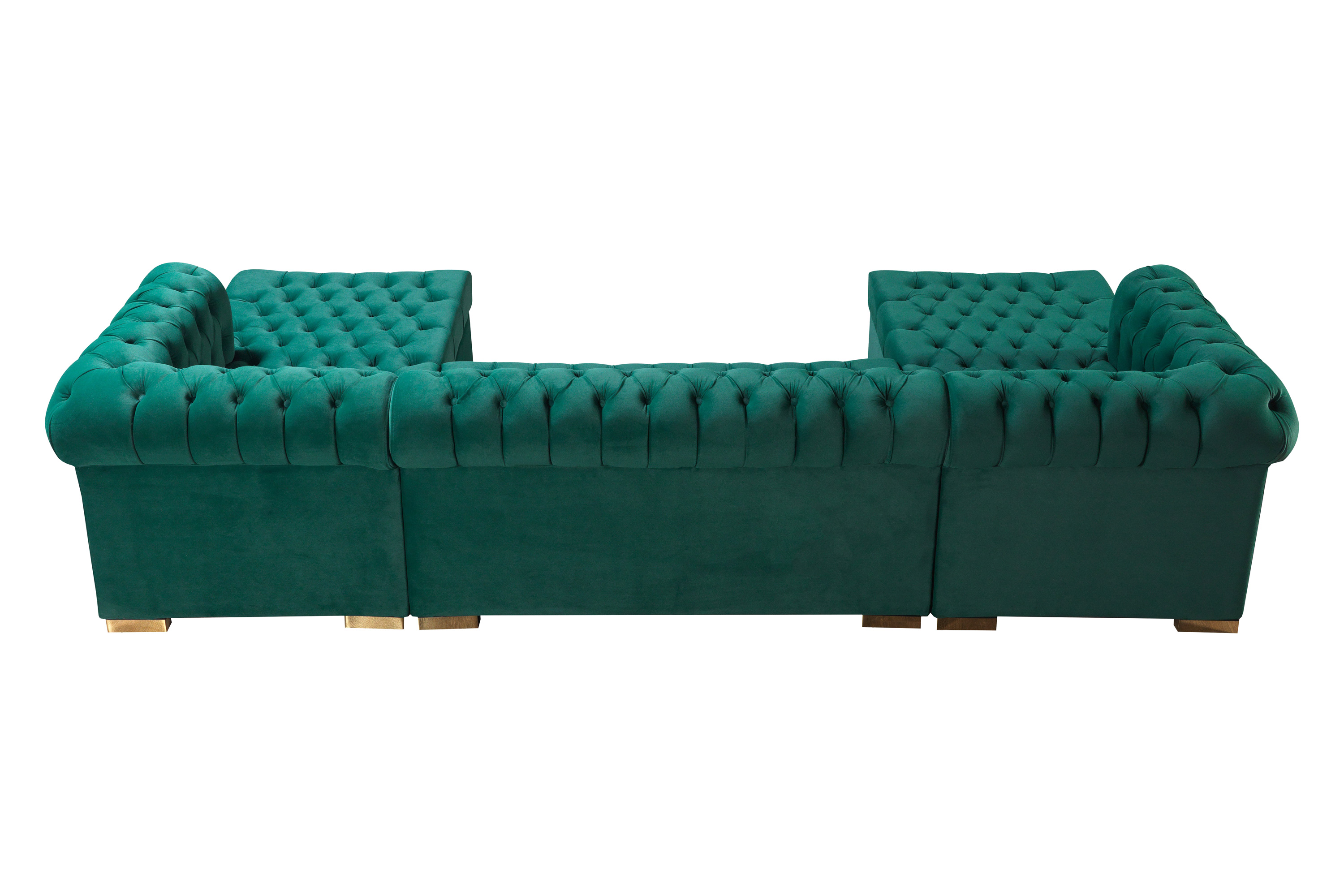 Nova Lauren Velvet Double Chaise Sectional - Green