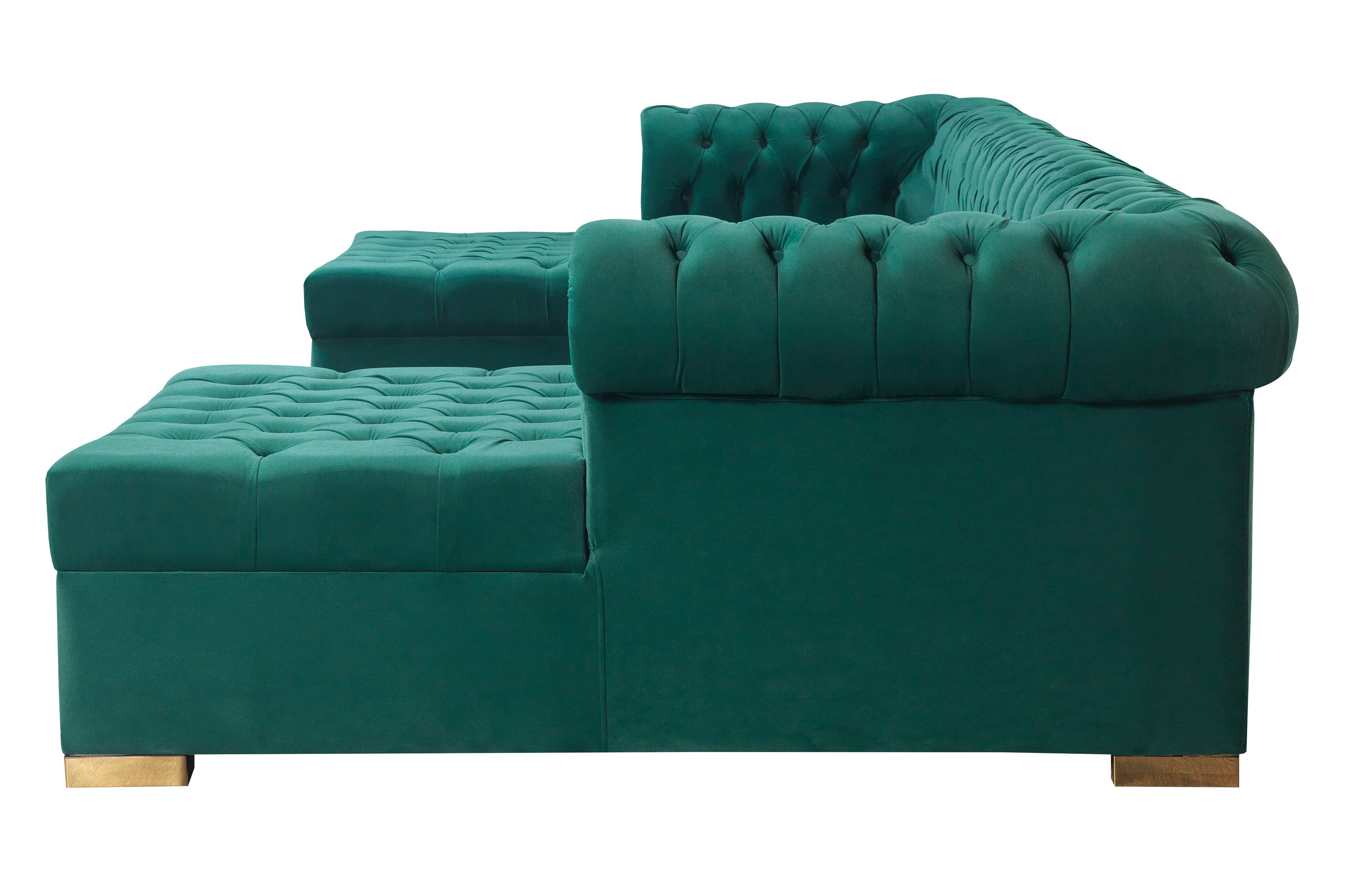 Nova Lauren Velvet Double Chaise Sectional - Green