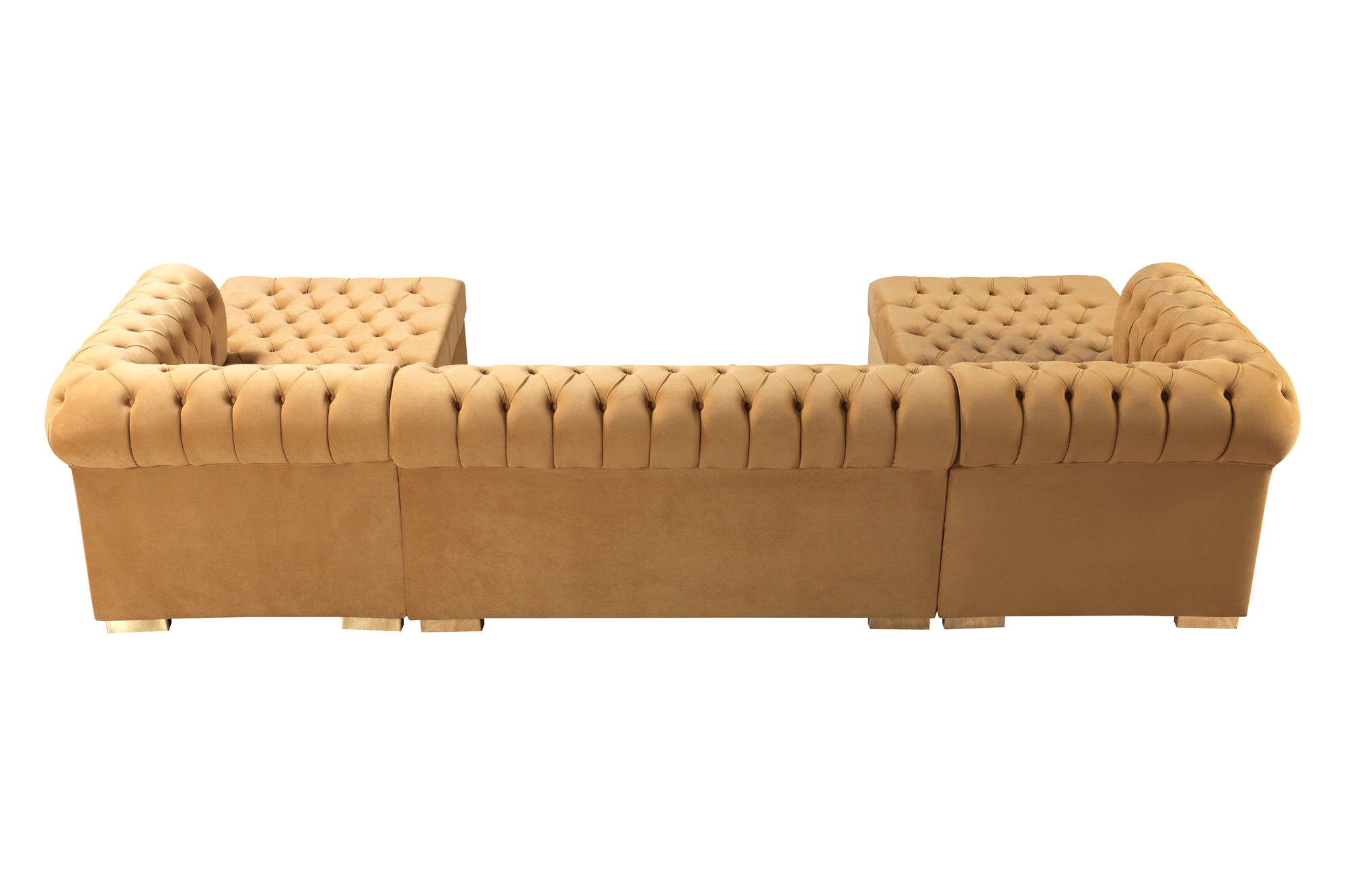 Nova Lauren Velvet Double Chaise Sectional - Mustard