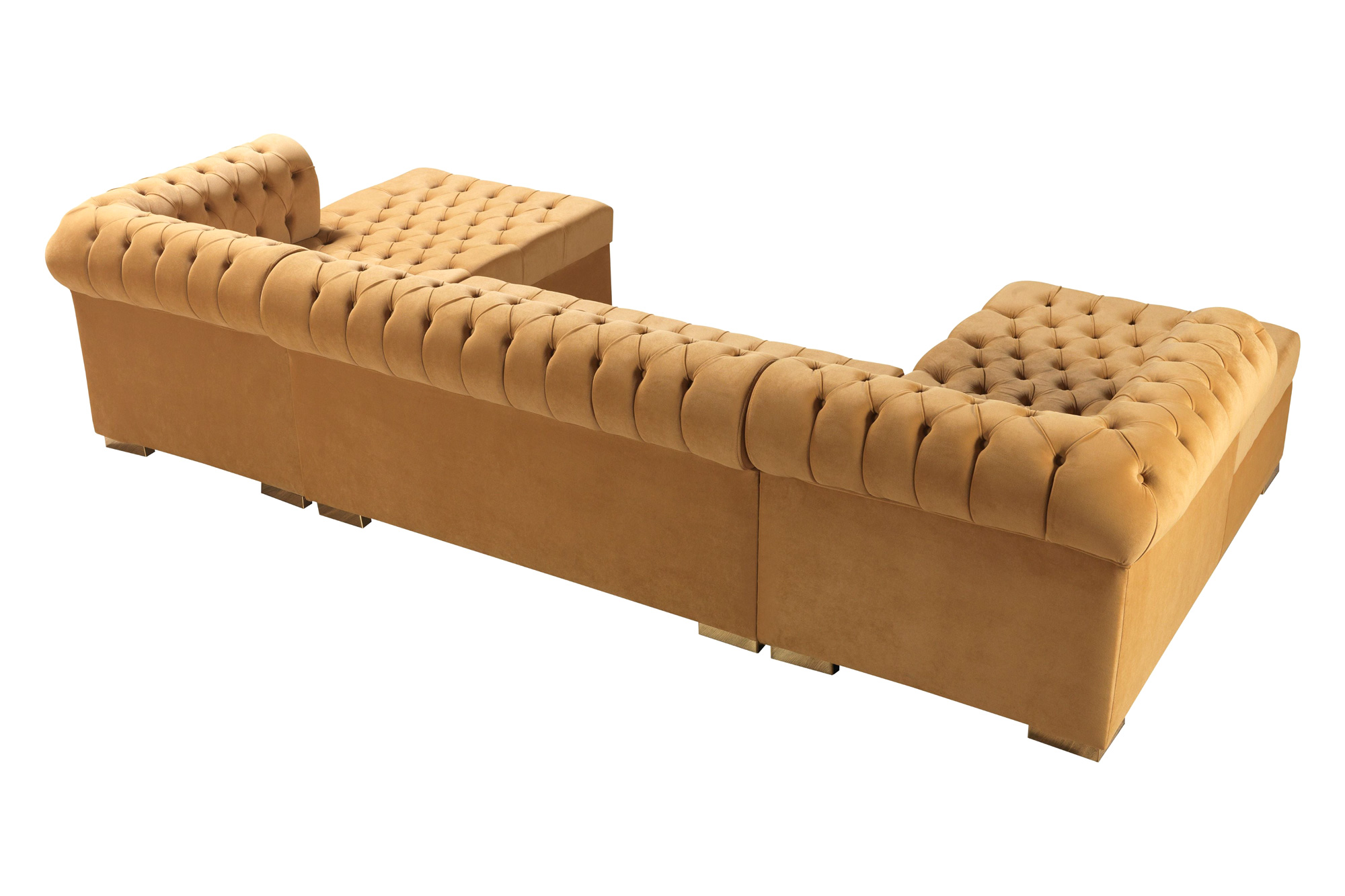 Nova Lauren Velvet Double Chaise Sectional - Mustard