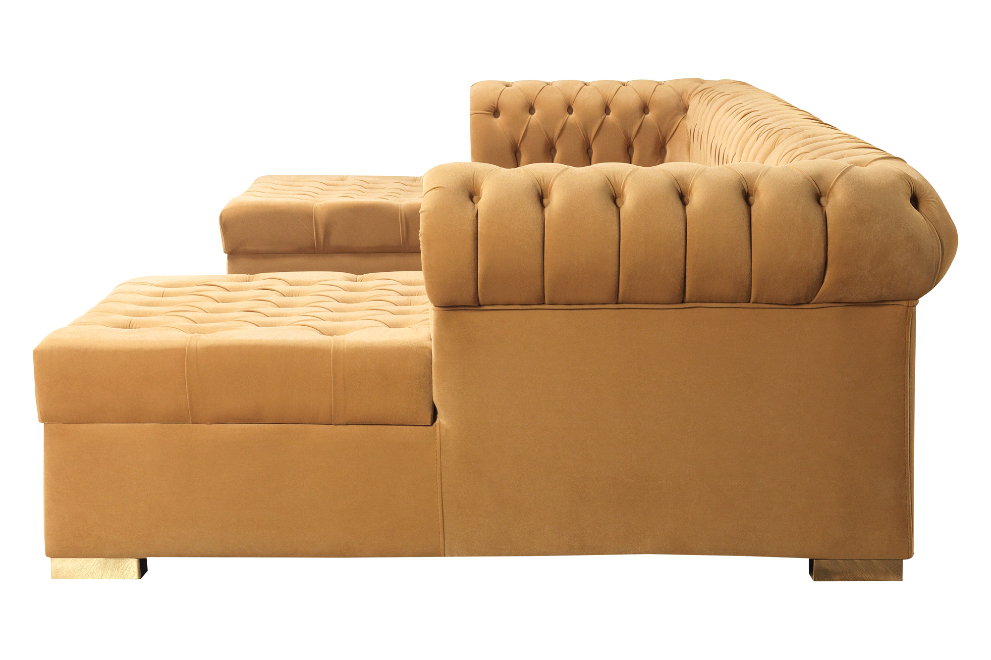 Nova Lauren Velvet Double Chaise Sectional - Mustard