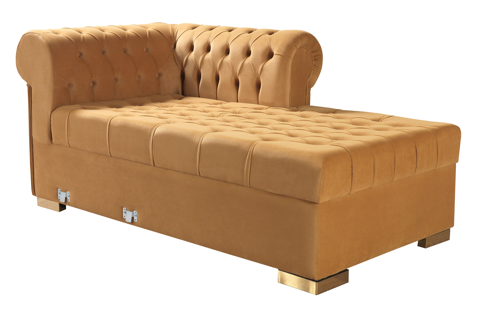 Nova Lauren Velvet Double Chaise Sectional - Mustard