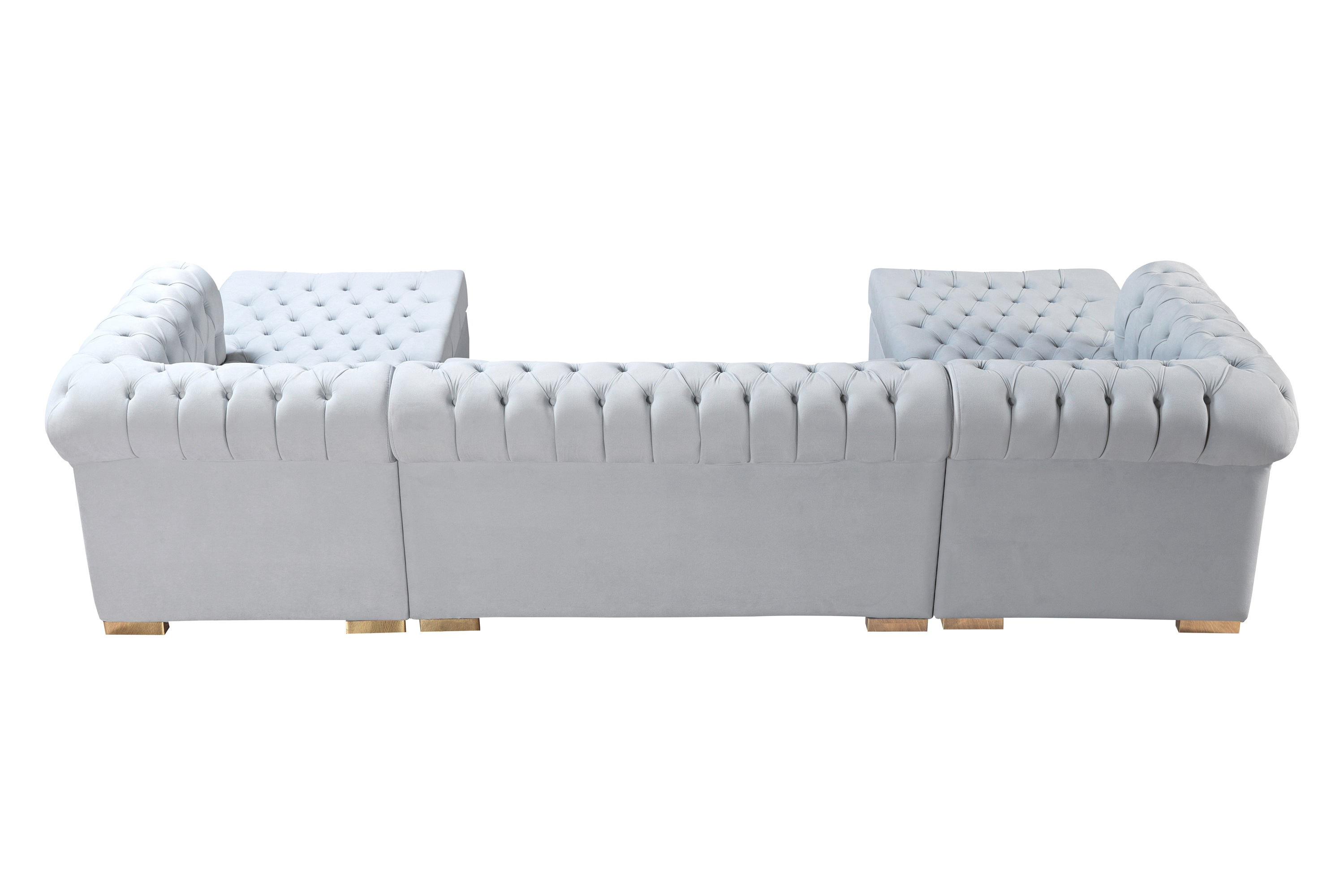 Nova Lauren Velvet Double Chaise Sectional - Pearl