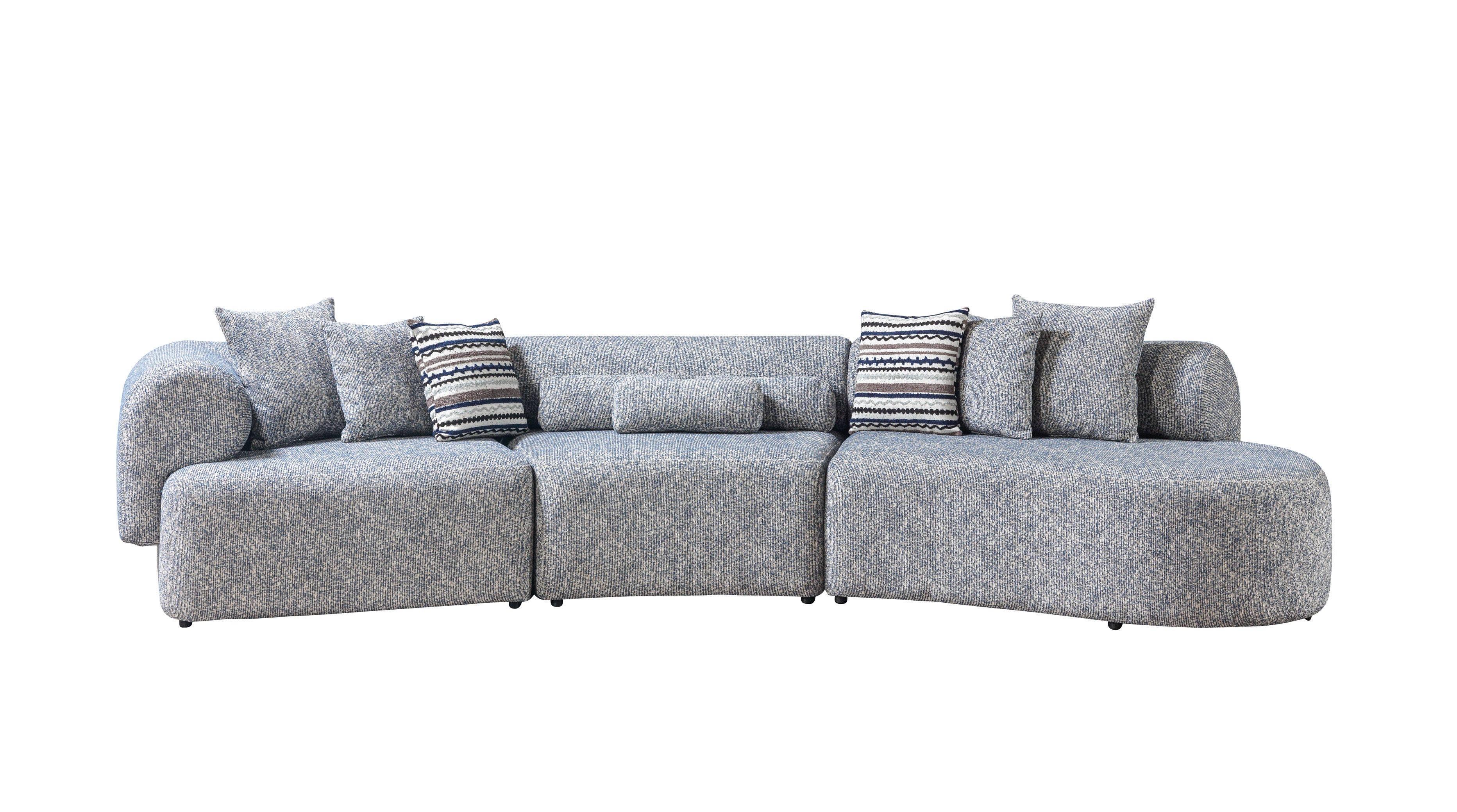 Nova Lena Blue Boucle 3-Piece Curved 145" Sectional