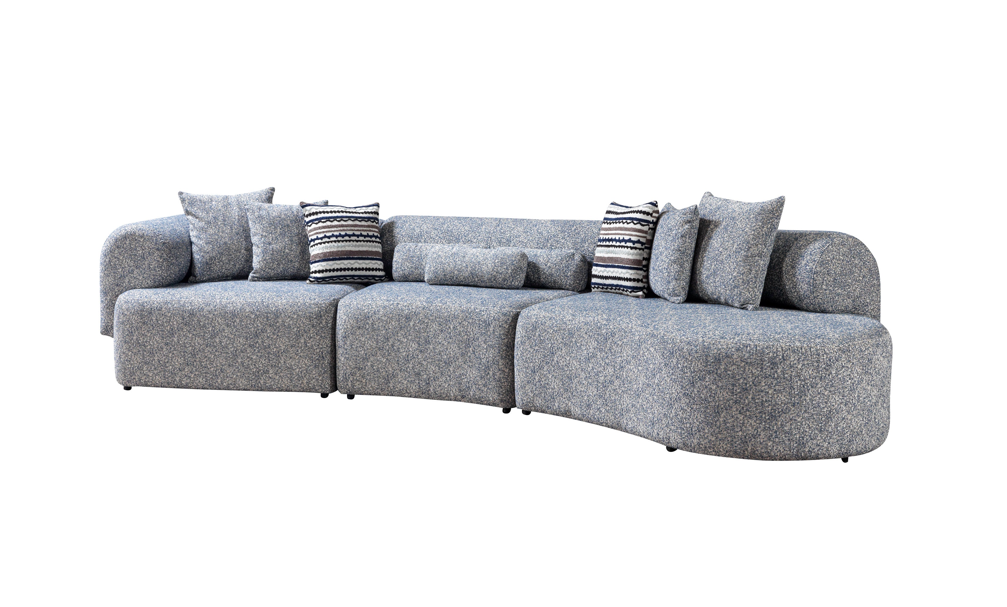 Nova Lena Blue Boucle 3-Piece Curved 145" Sectional