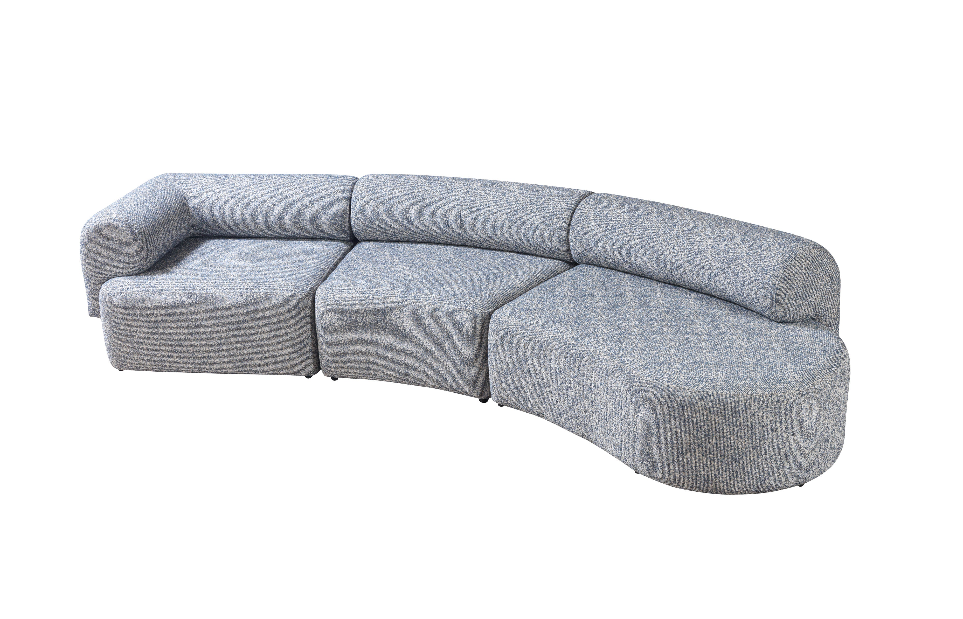 Nova Lena Blue Boucle 3-Piece Curved 145" Sectional