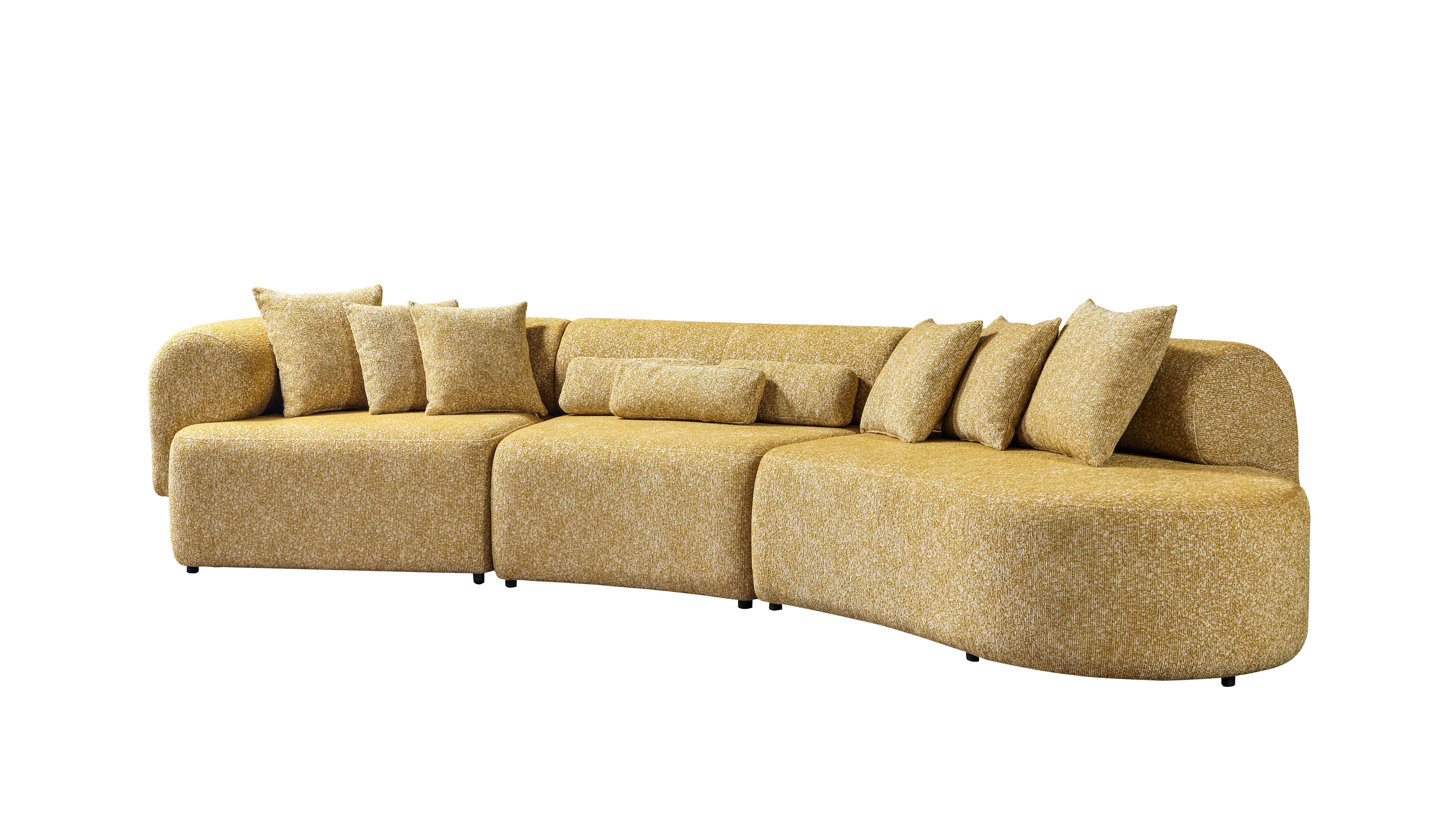 Nova Lena Mustard Boucle 3-Piece Curved 145" Sectional