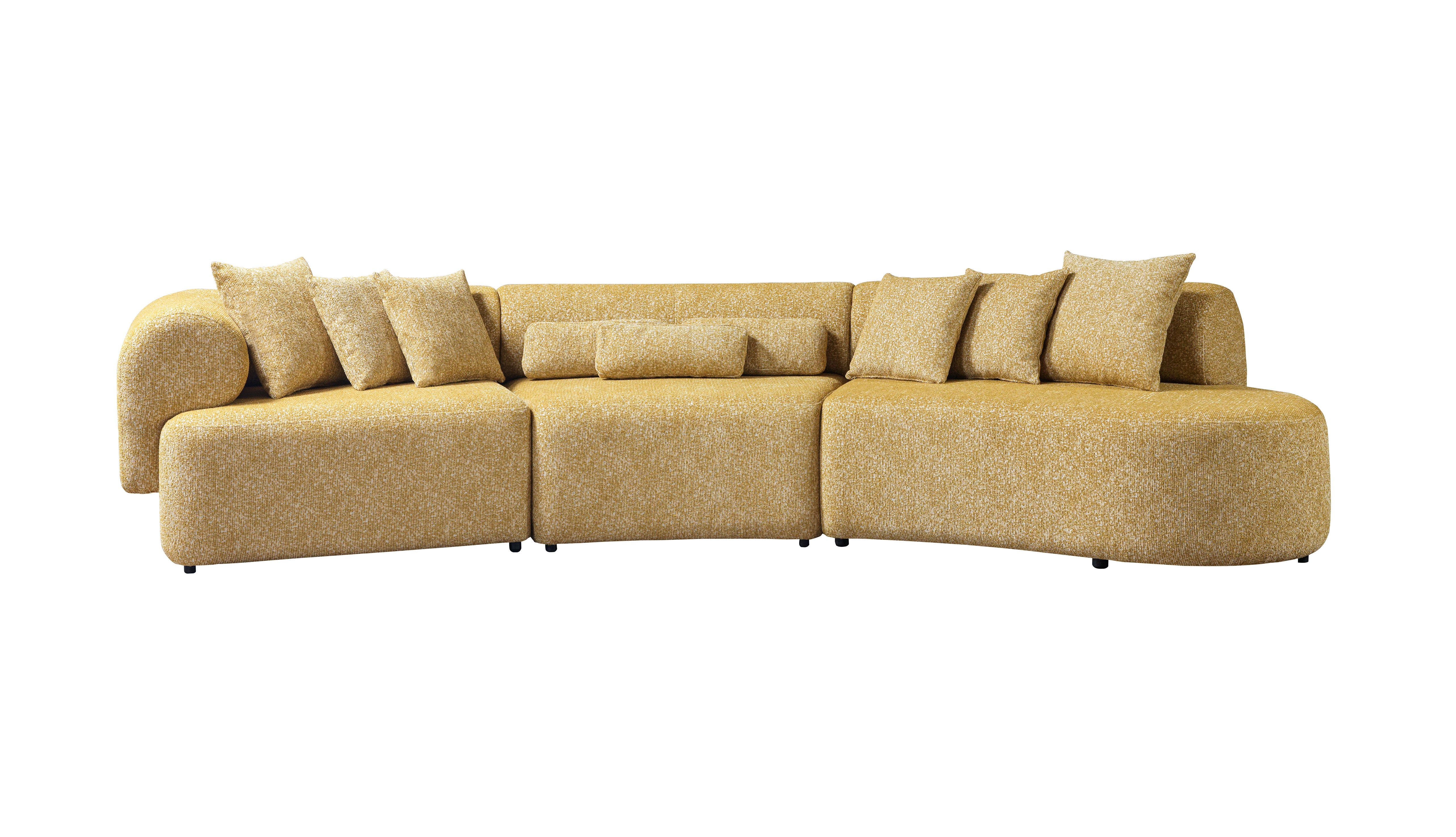 Nova Lena Mustard Boucle 3-Piece Curved 145" Sectional