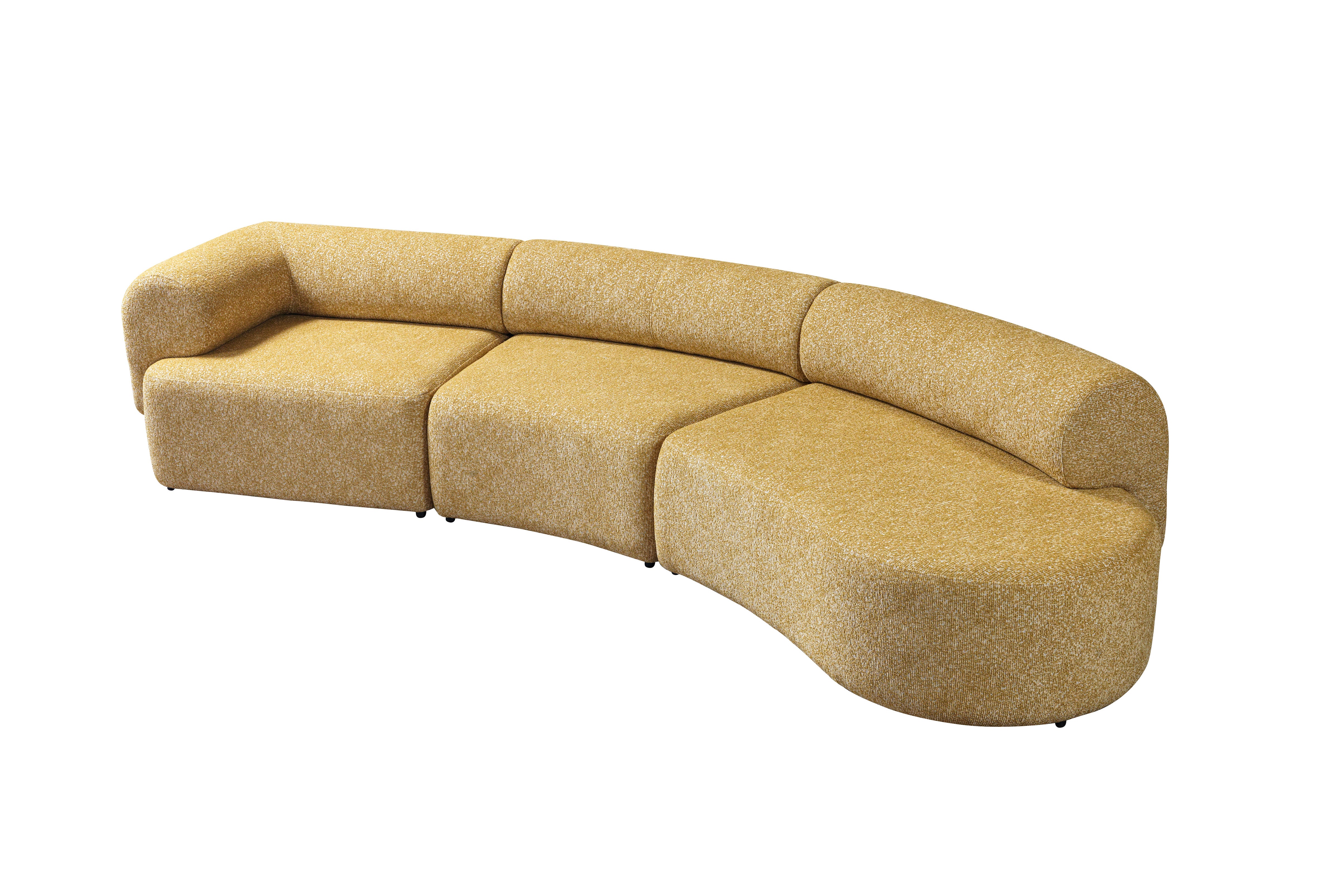 Nova Lena Mustard Boucle 3-Piece Curved 145" Sectional