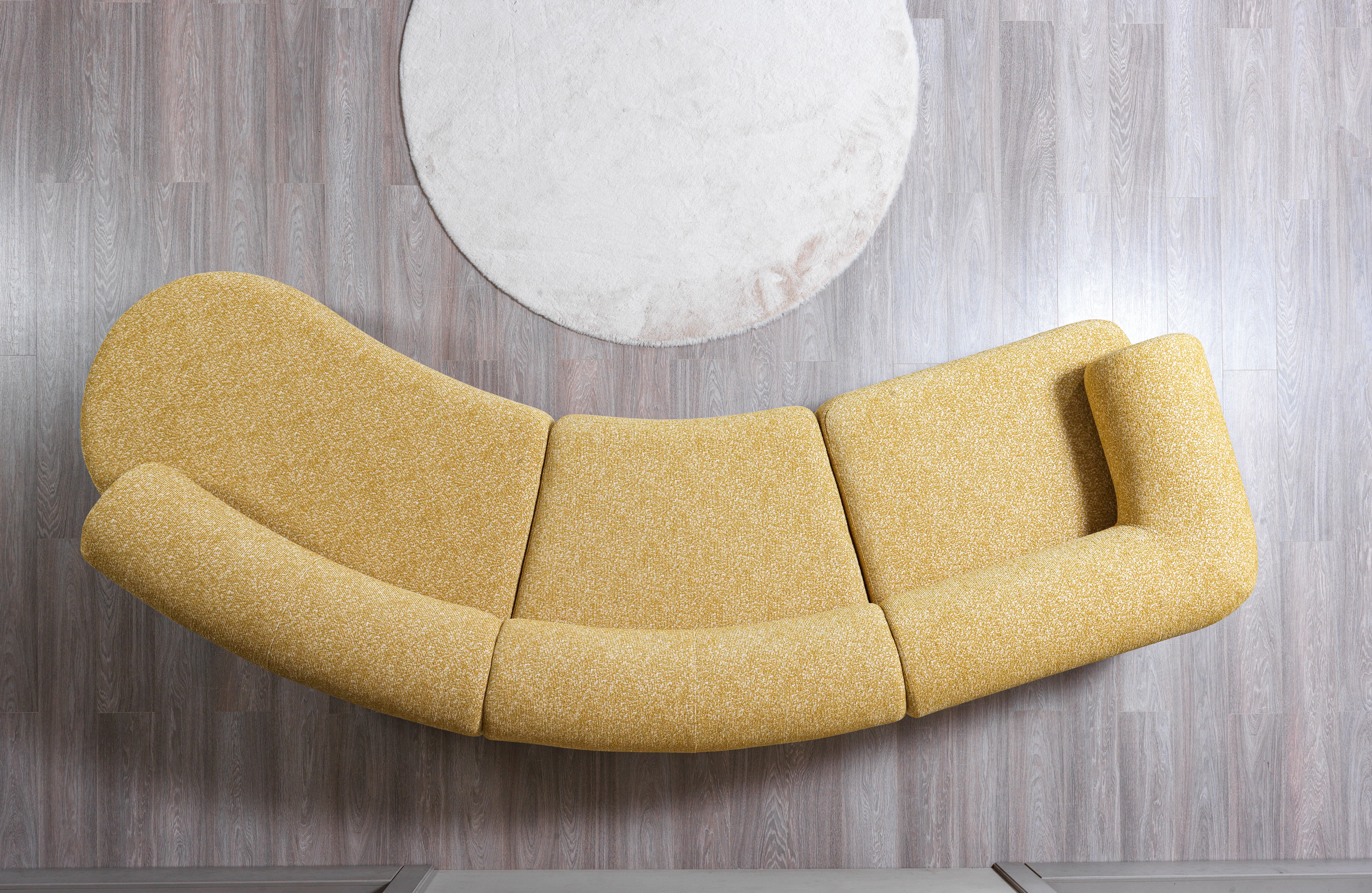 Nova Lena Mustard Boucle 3-Piece Curved 145" Sectional