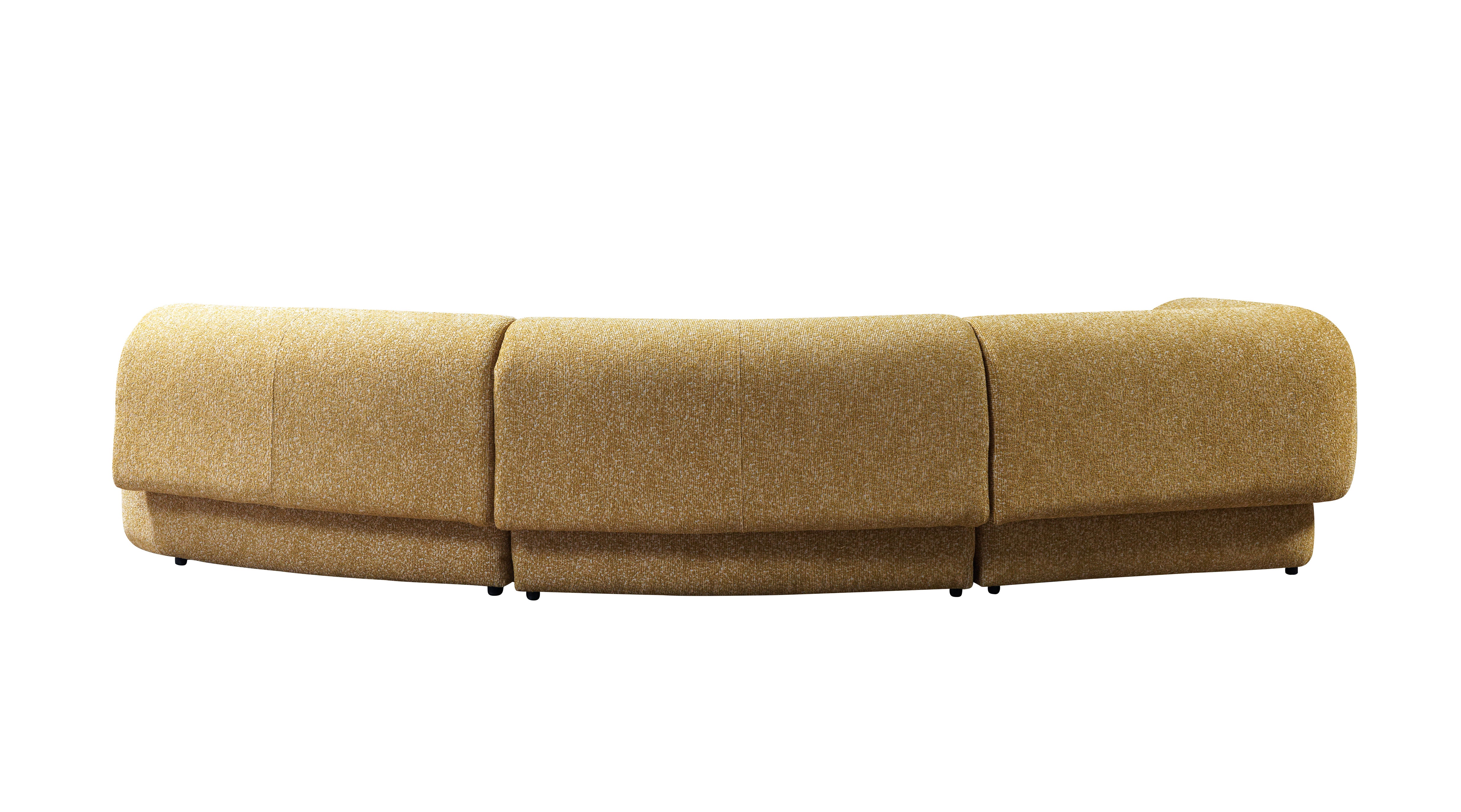 Nova Lena Mustard Boucle 3-Piece Curved 145" Sectional