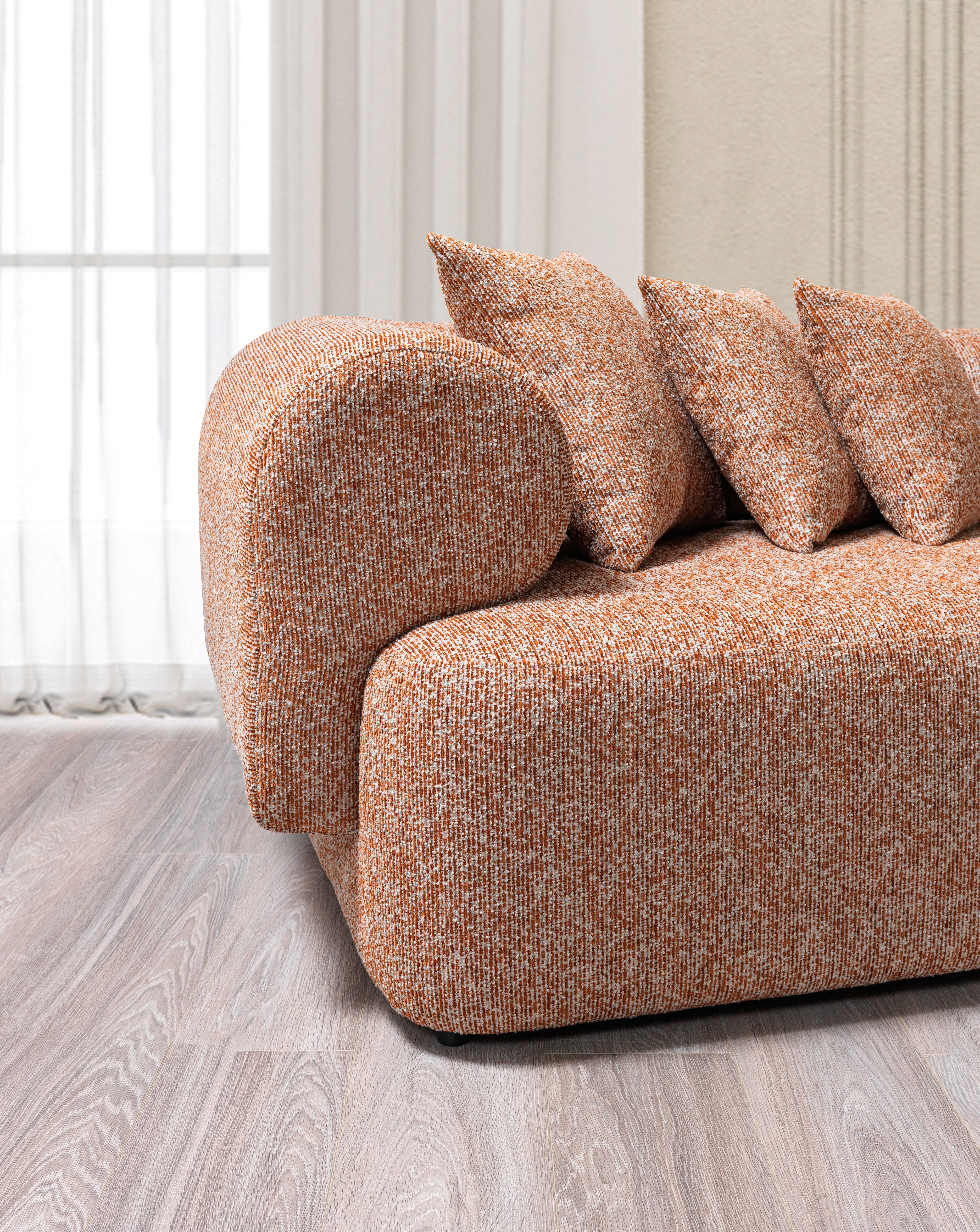 Nova Lena Orange Boucle 3-Piece Curved 145" Sectional