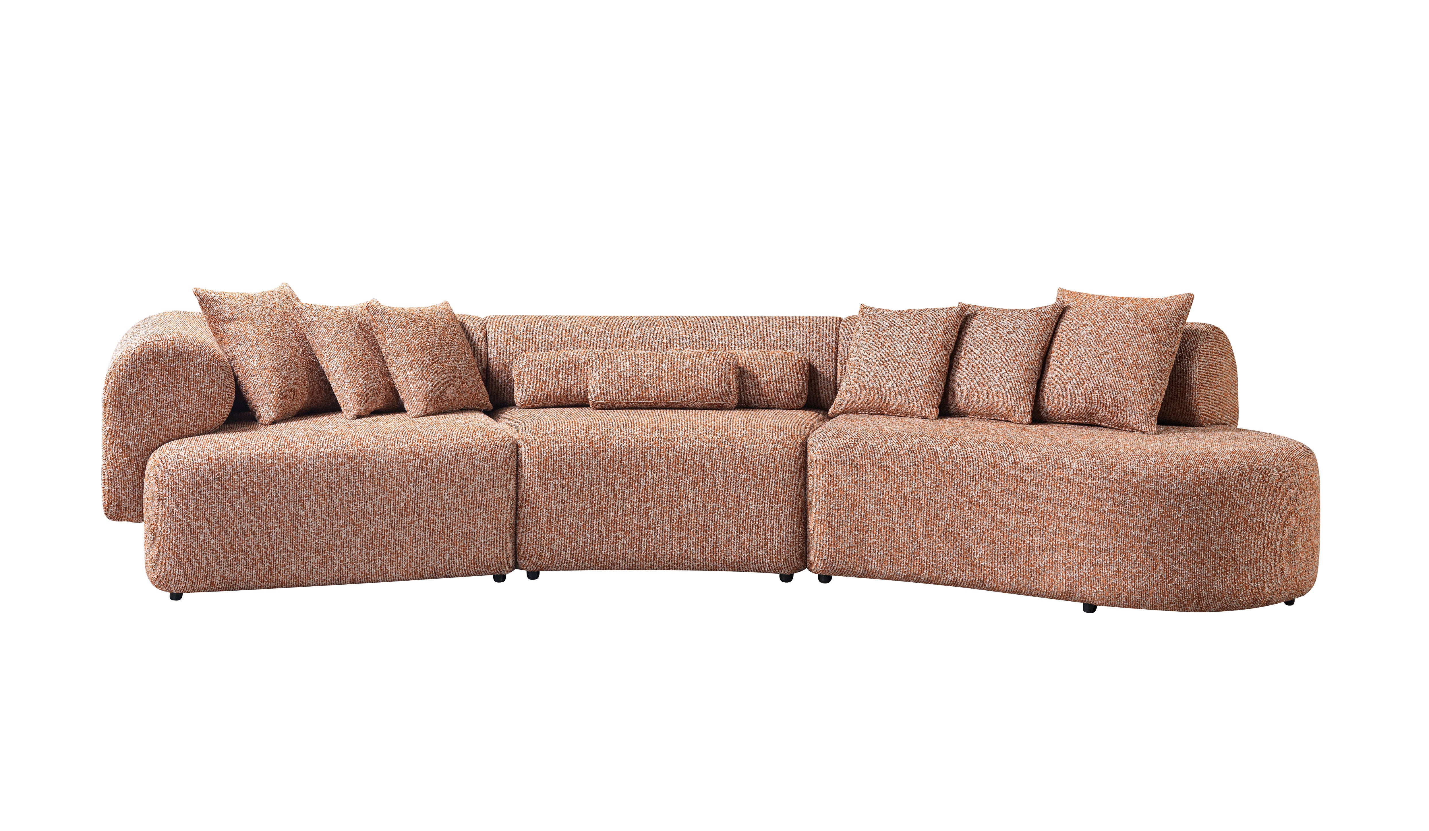 Nova Lena Orange Boucle 3-Piece Curved 145" Sectional