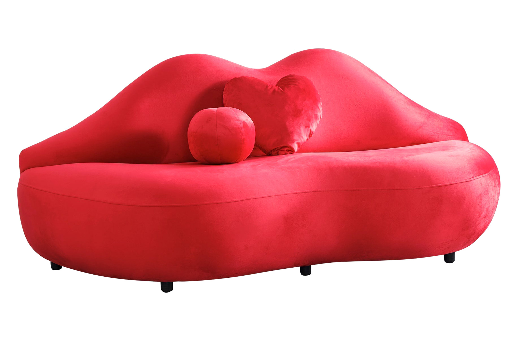 Nova Lips Velvet Loveseat - Red