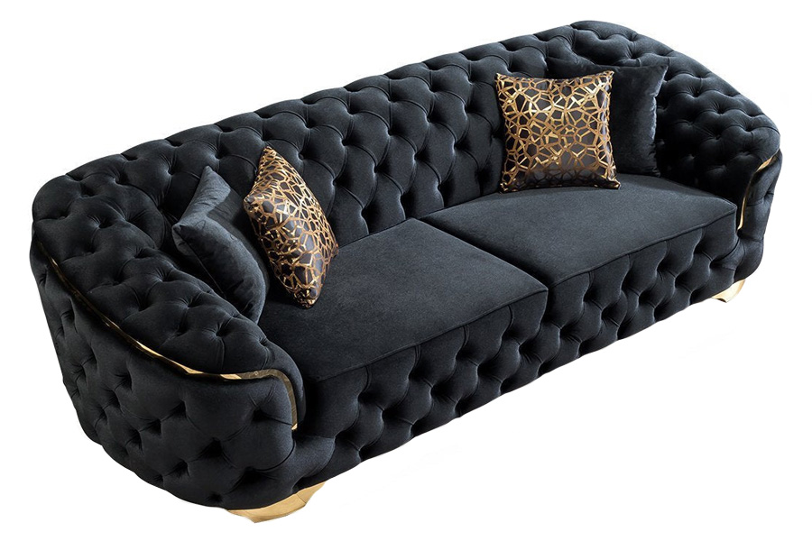 Nova Lupino Velvet Sofa & Loveseat - Black