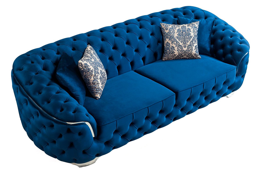 Nova Lupino Velvet Sofa & Loveseat - Blue