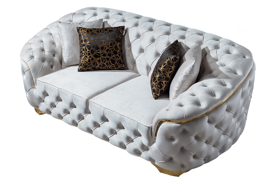 Nova - Lupino Velvet Loveseat in Ivory