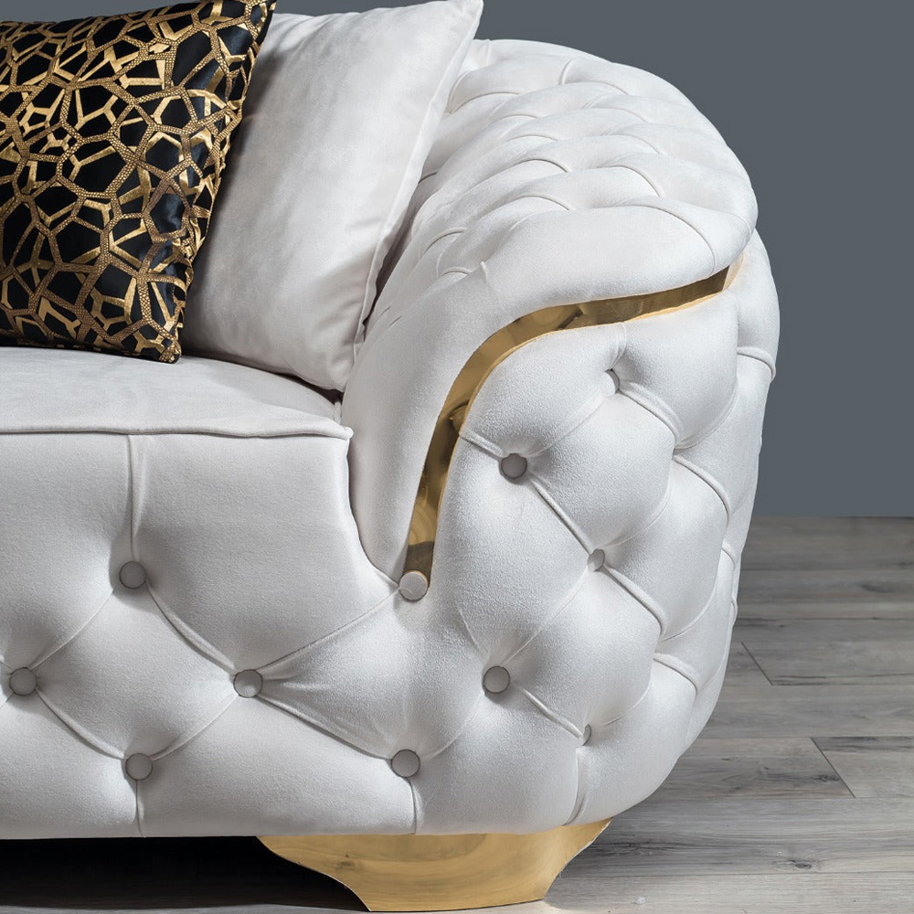 Nova - Lupino Velvet Loveseat in Ivory