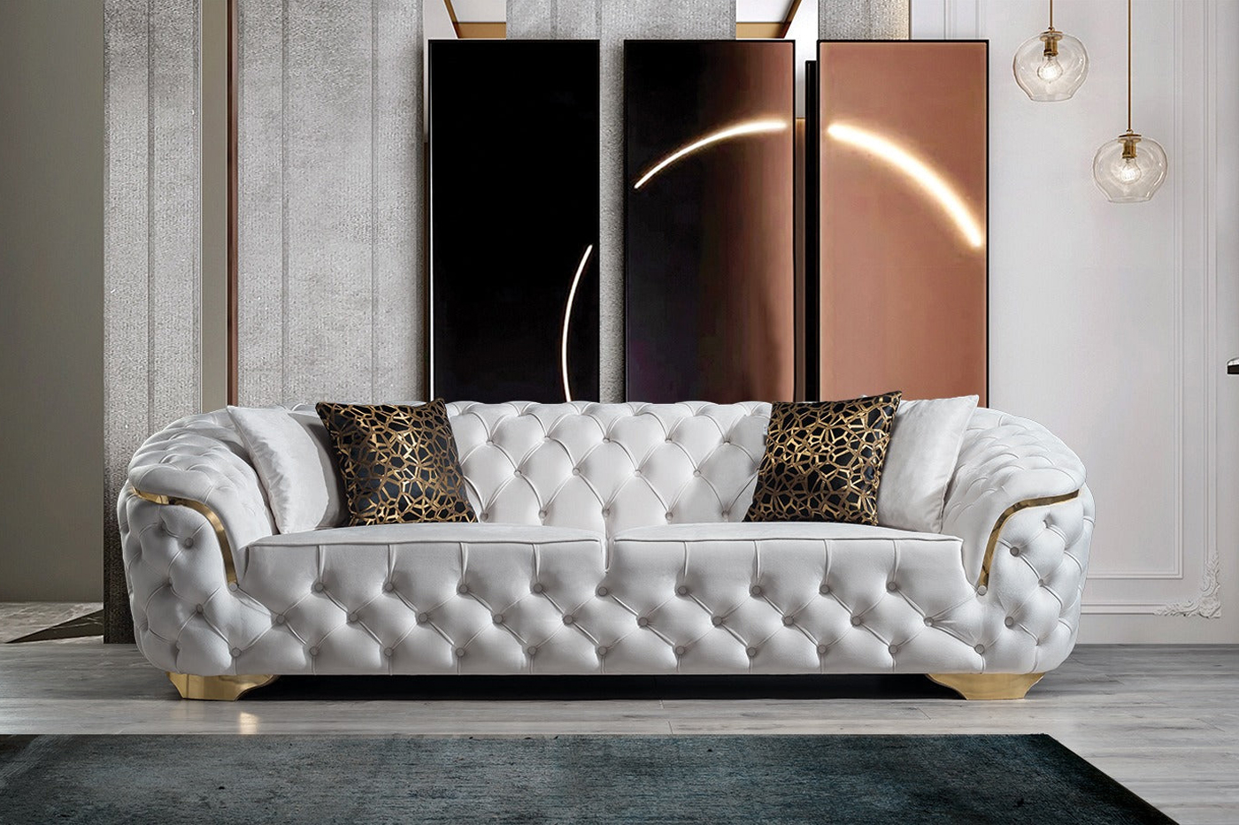 Nova Lupino Velvet Sofa & Loveseat - Ivory