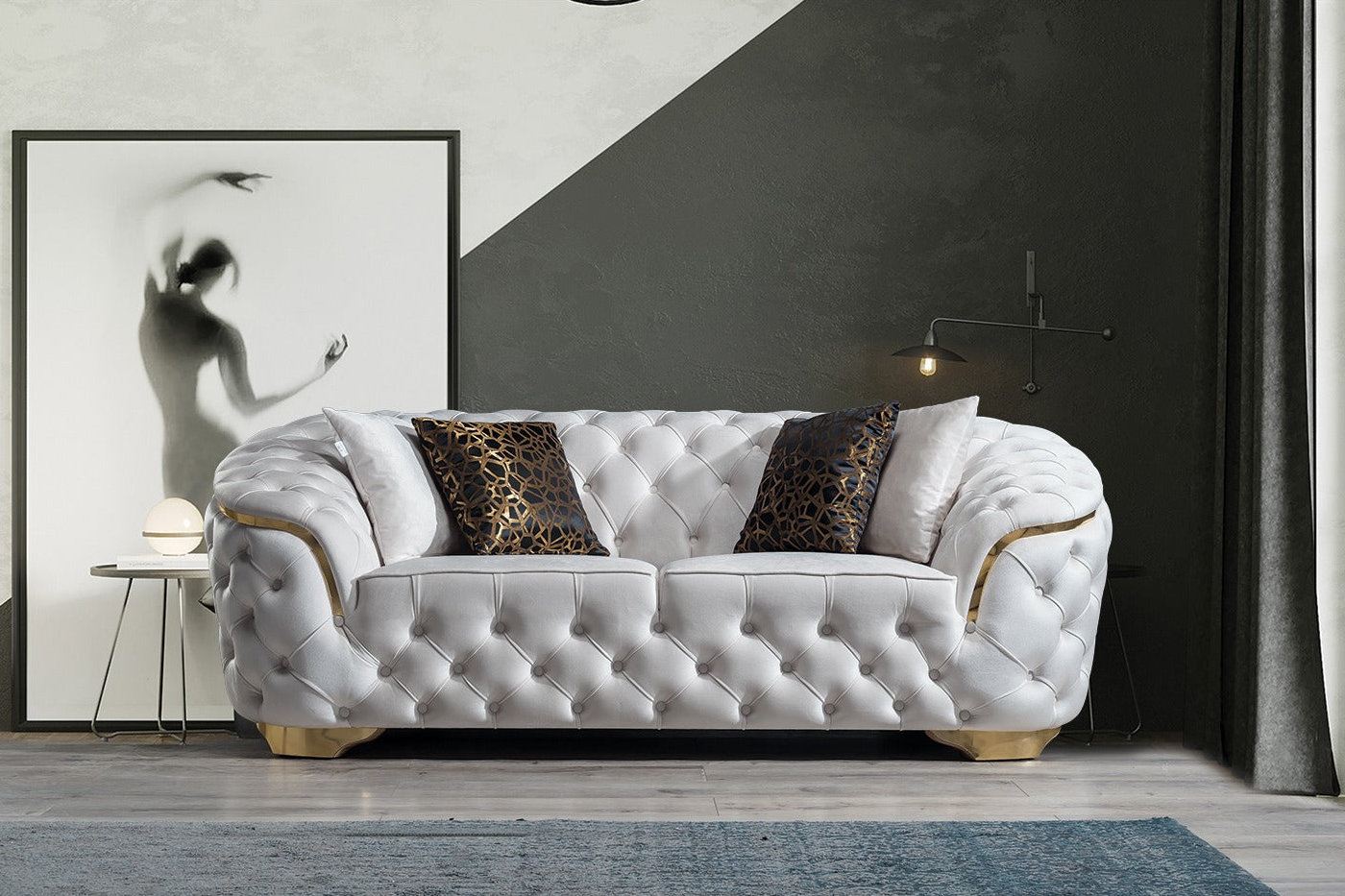 Nova Lupino Velvet Sofa & Loveseat - Ivory