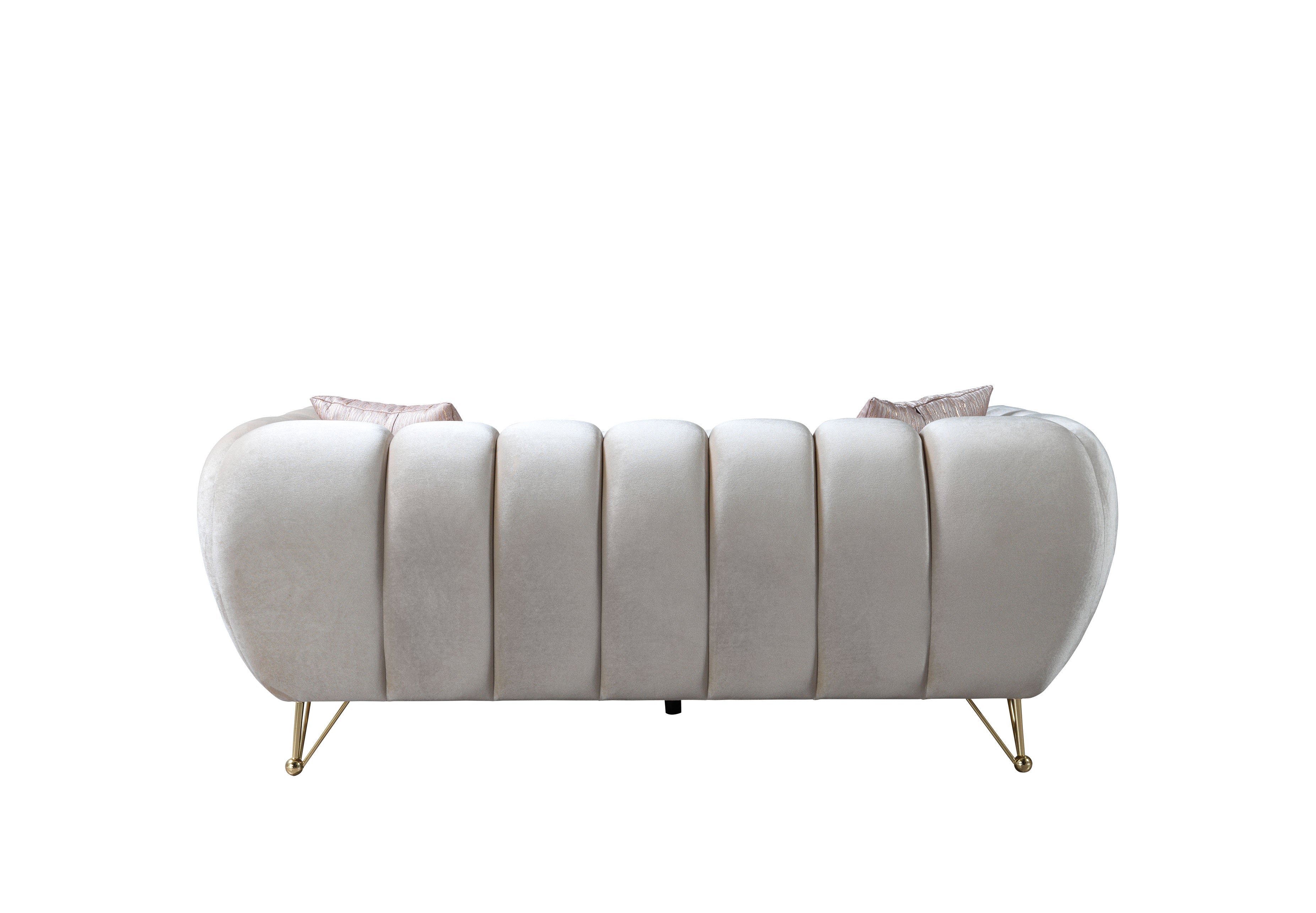 Nova Merida Ivory Velvet Sofa 92" & Loveseat 72"