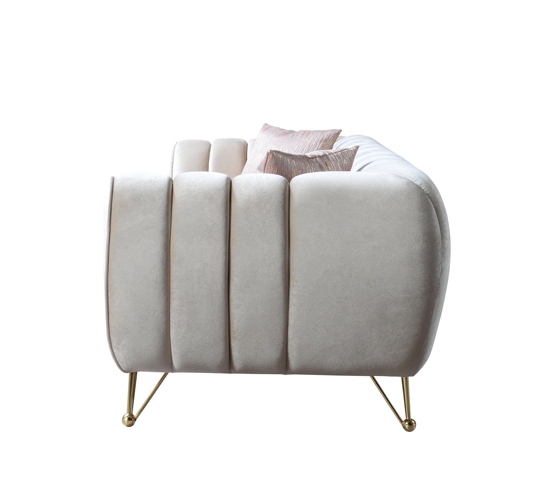 Nova Merida Ivory Velvet Sofa 92" & Loveseat 72"