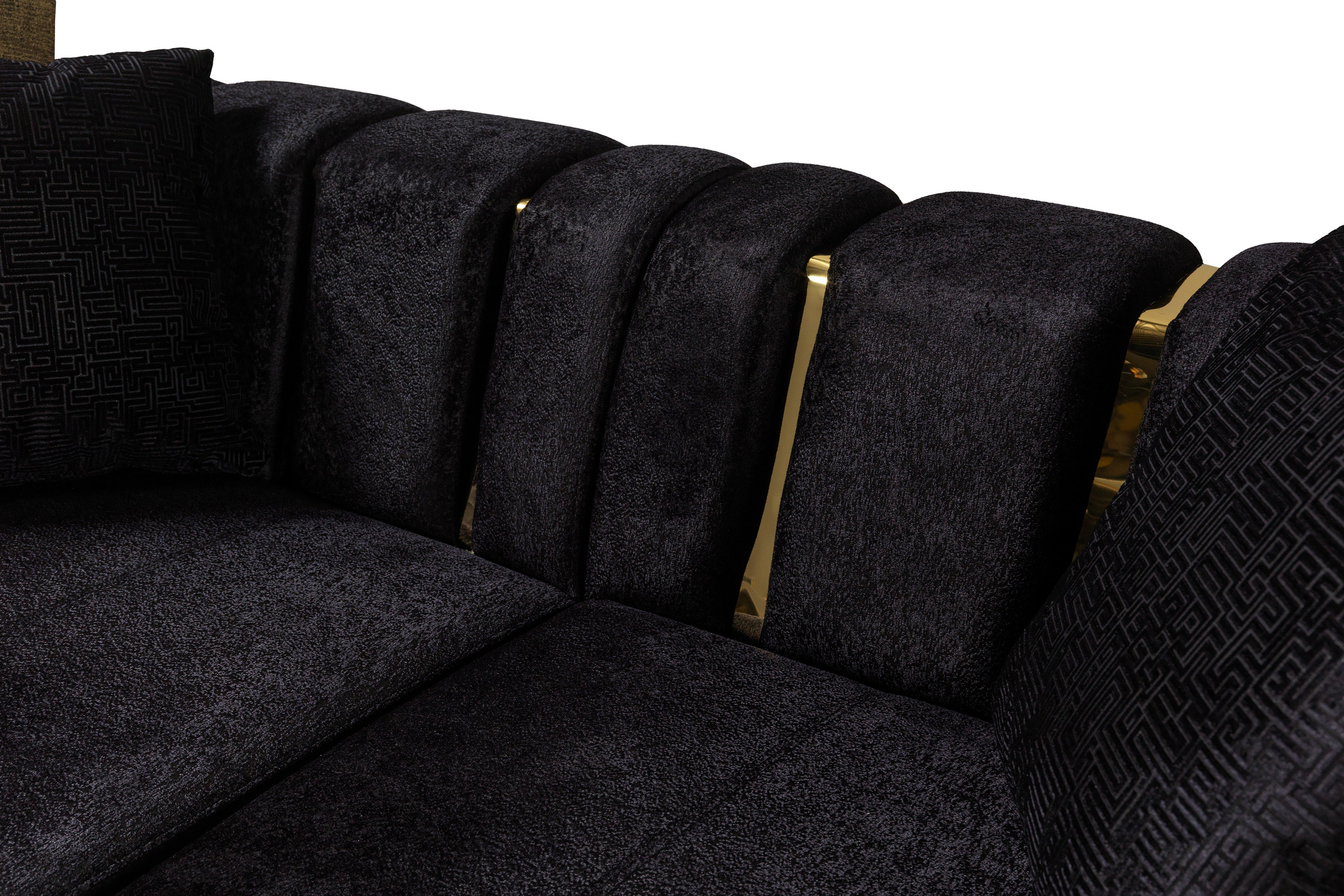 Nova Michelle Velvet Curved Sectional - Black