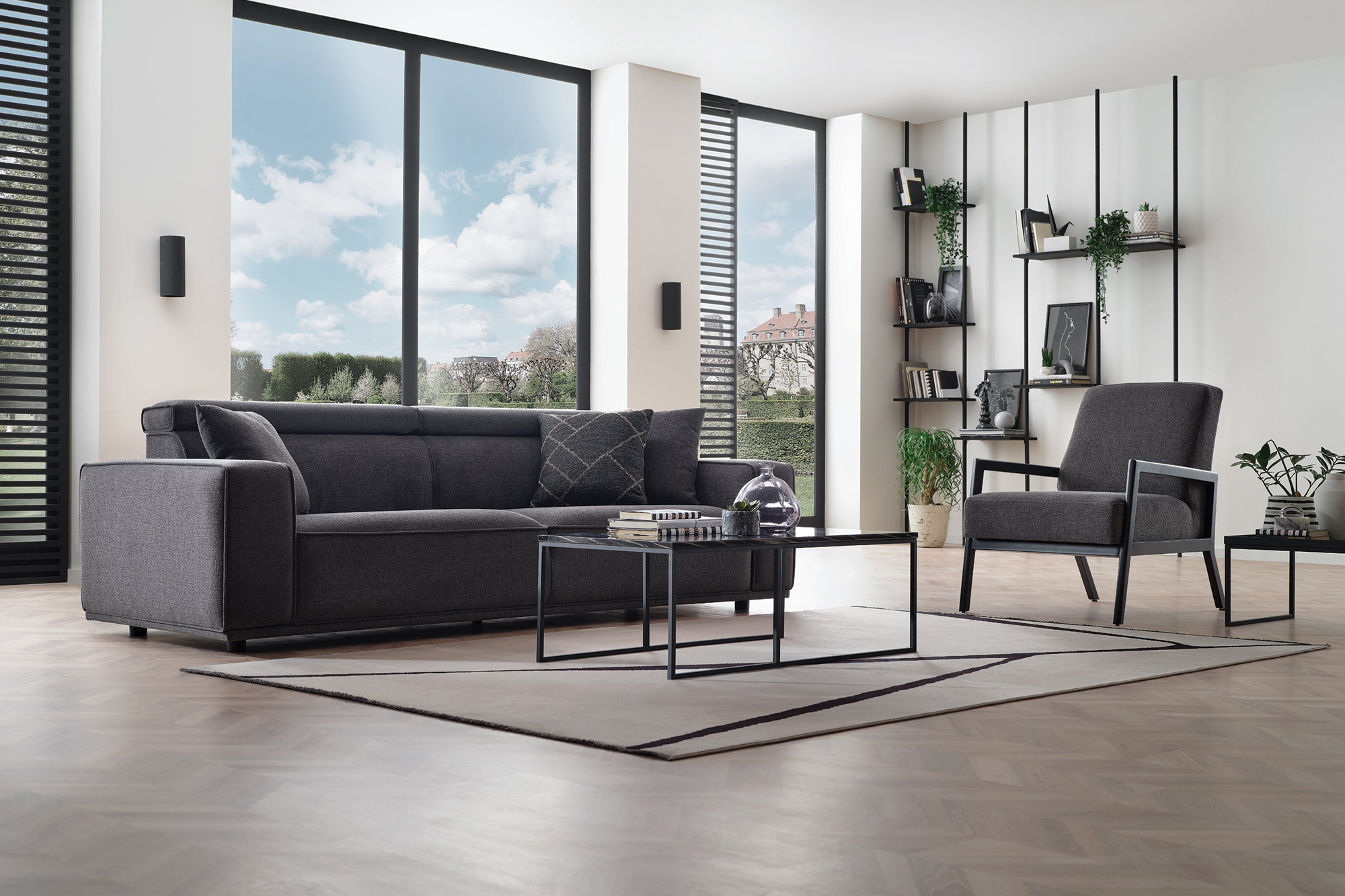 Nova - Milos 3-Seater Sofa in Black