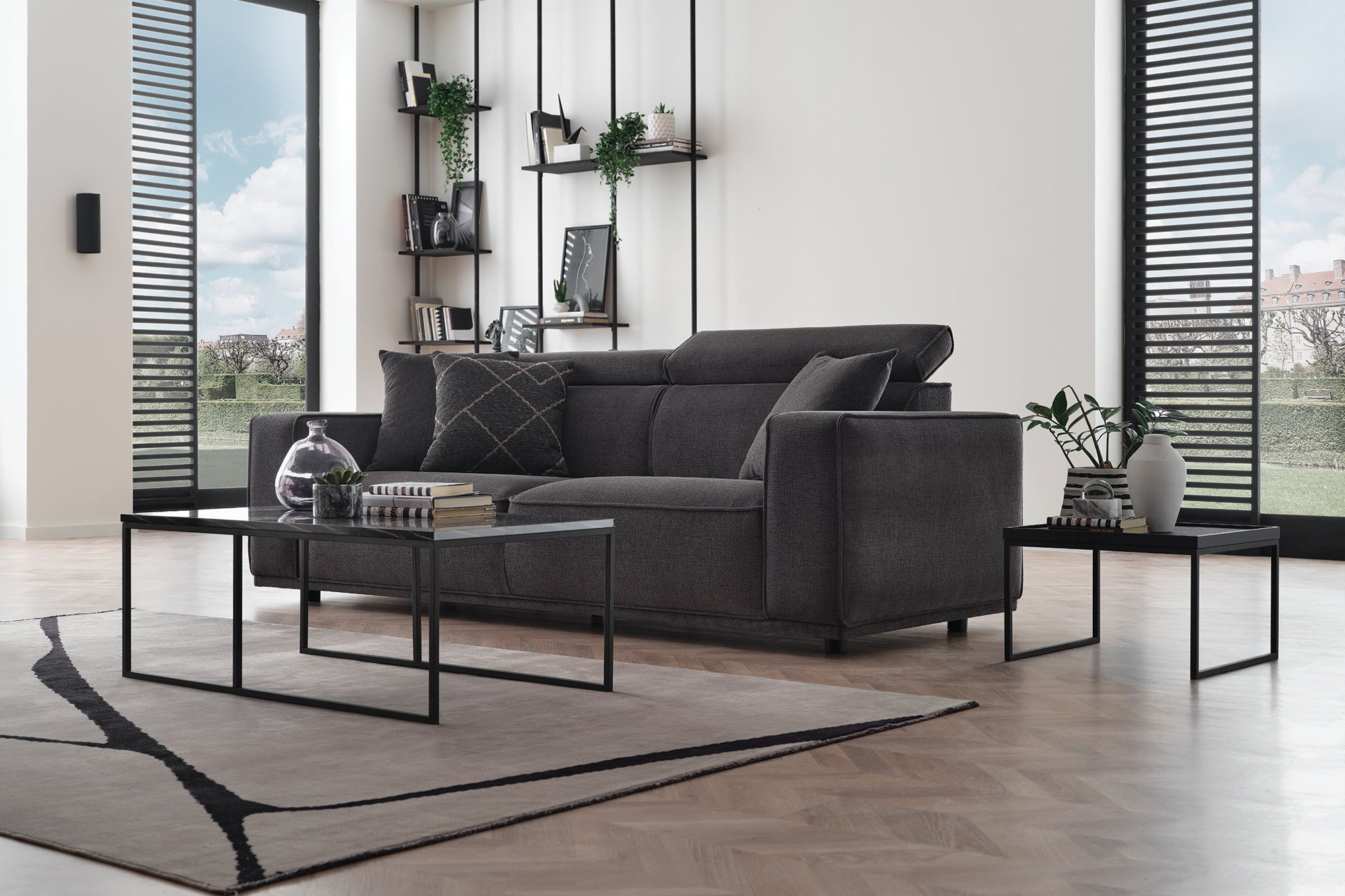 Nova - Milos 3-Seater Sofa in Black