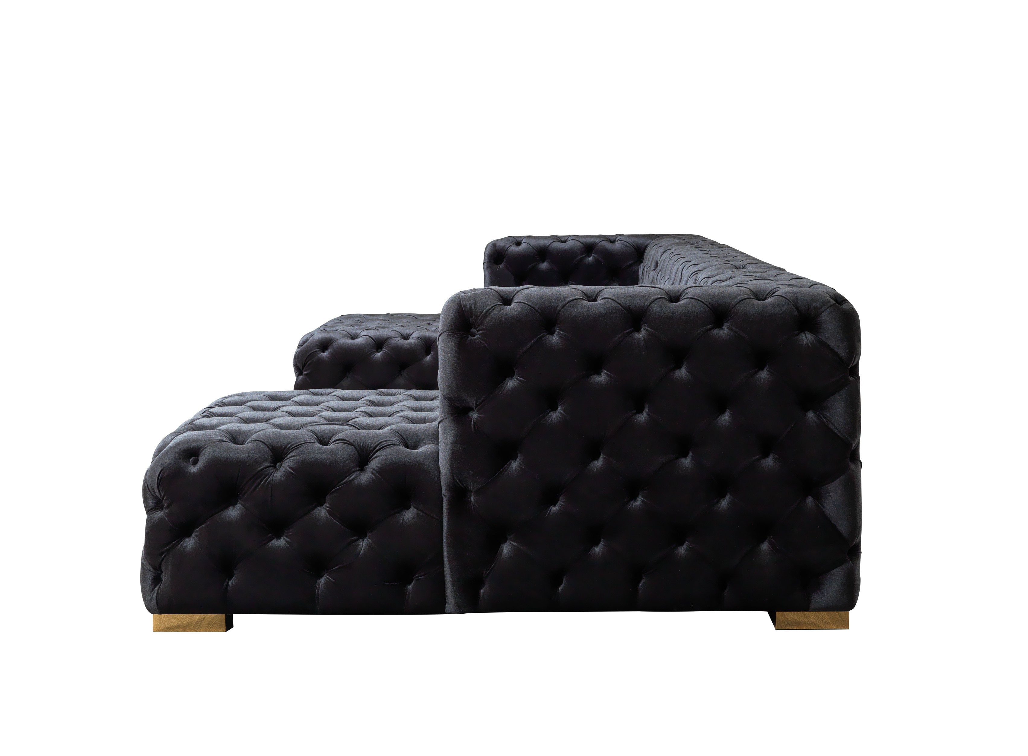 Nova Neva Black Velvet Double Chaise 138" Sectional