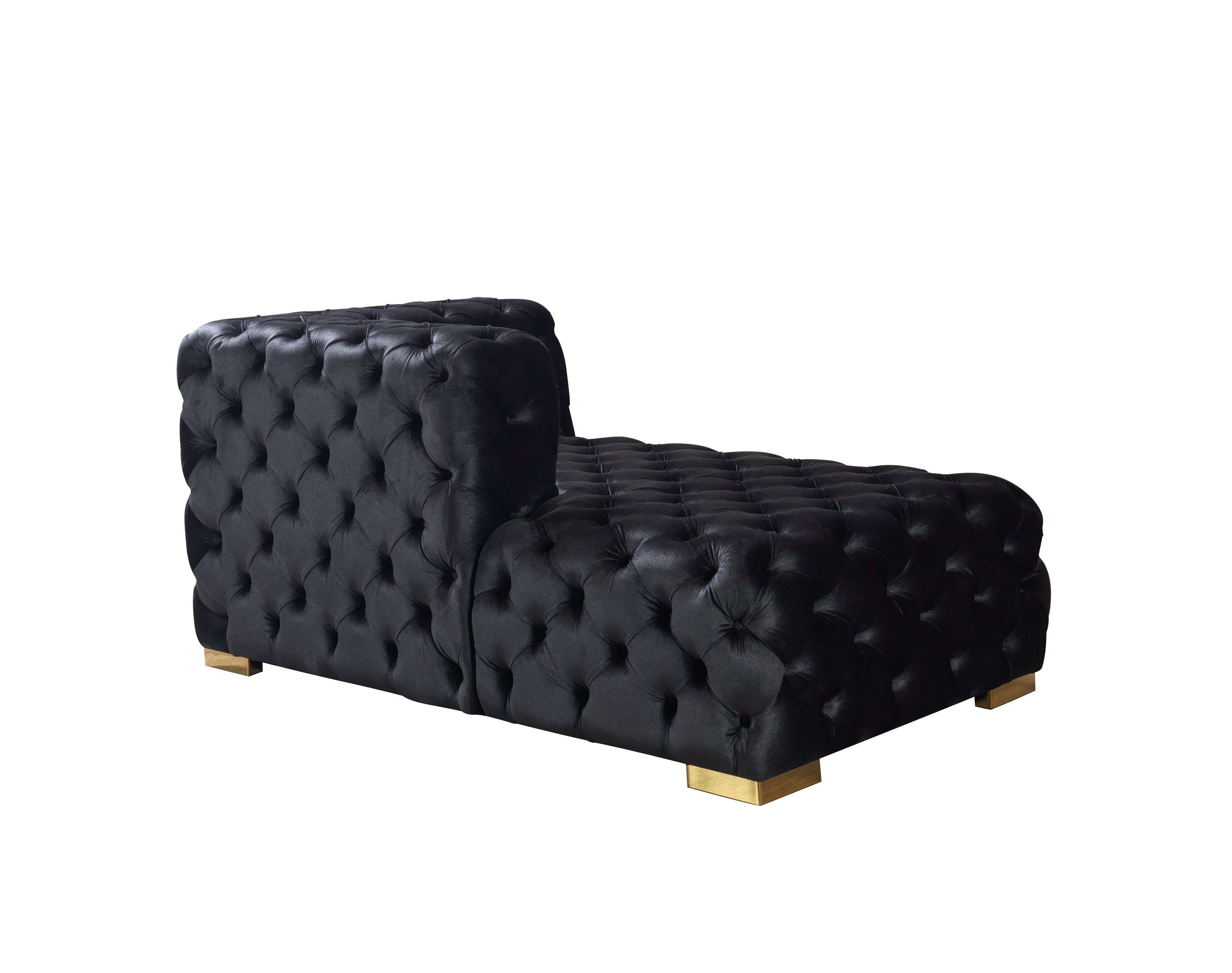 Nova Neva Black Velvet Double Chaise 138" Sectional