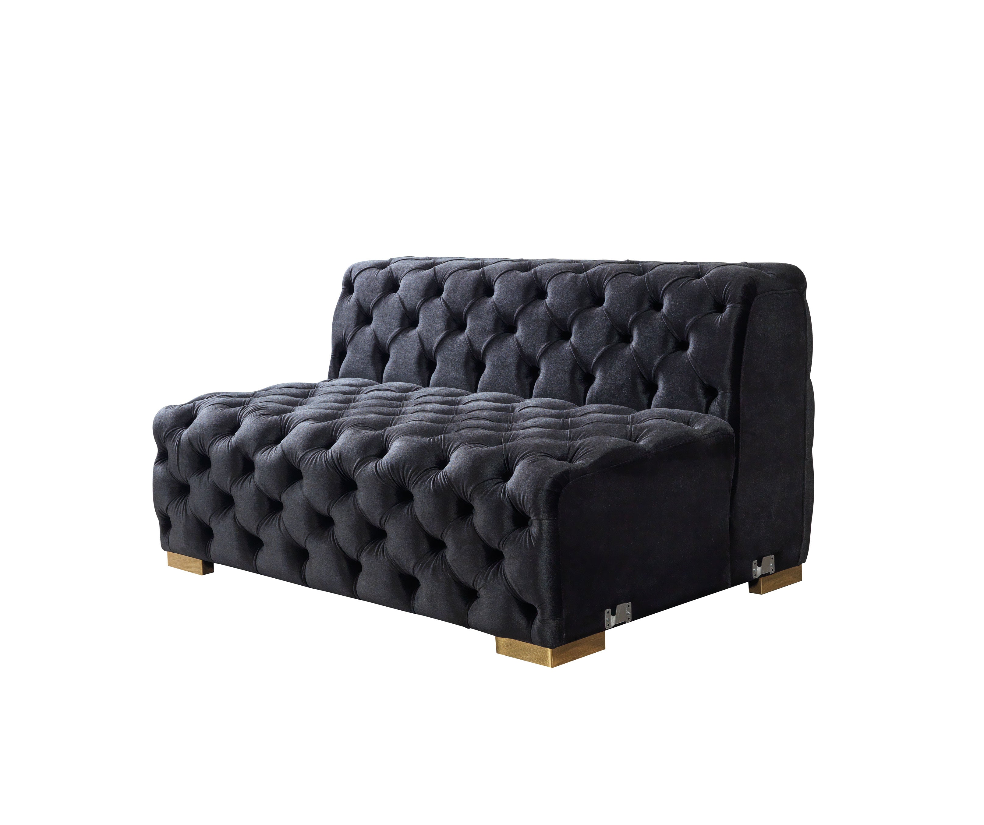 Nova Neva Black Velvet Double Chaise 138" Sectional