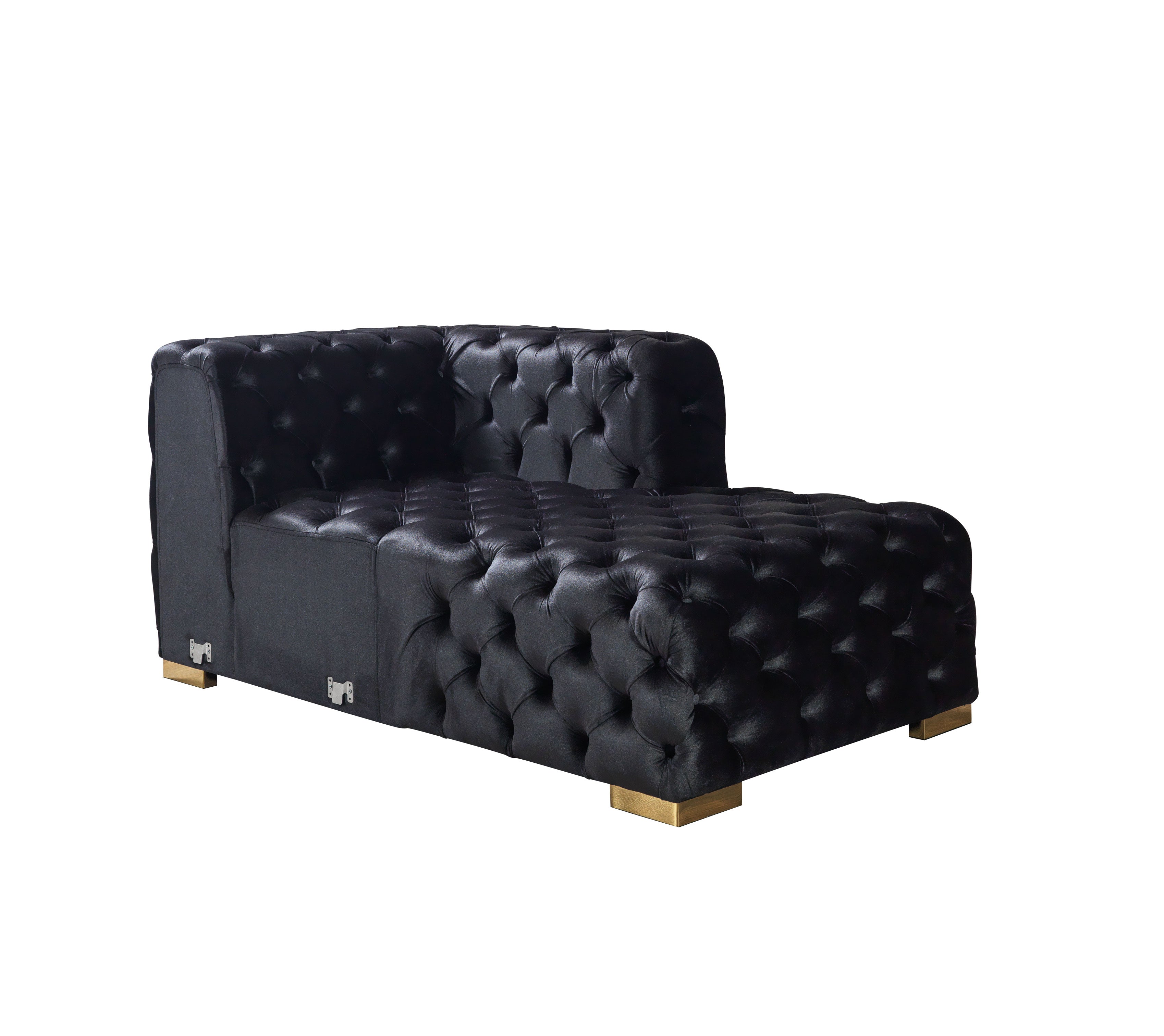 Nova Neva Black Velvet Double Chaise 138" Sectional