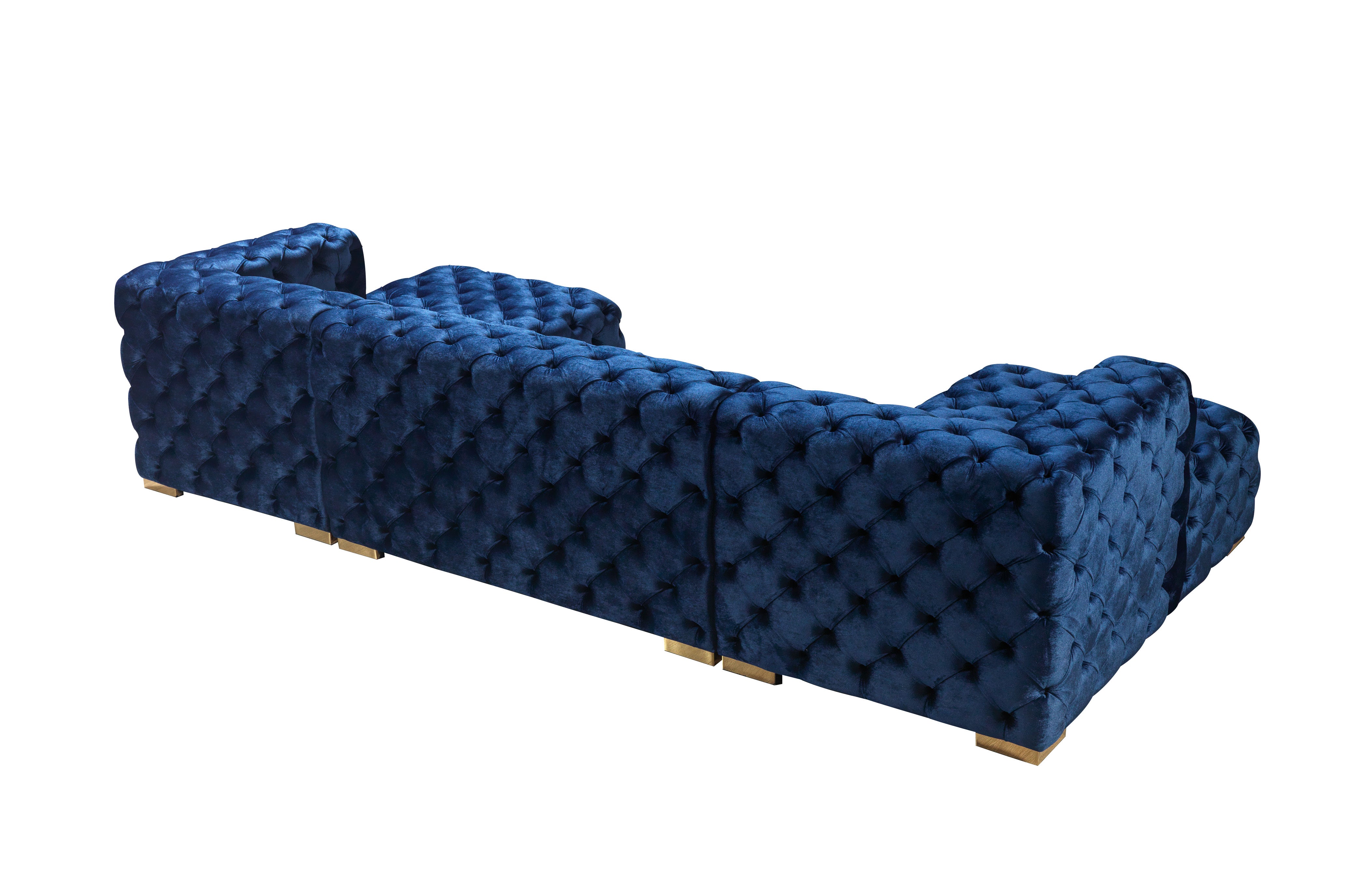 Nova Neva Blue Velvet Double Chaise 138" Sectional